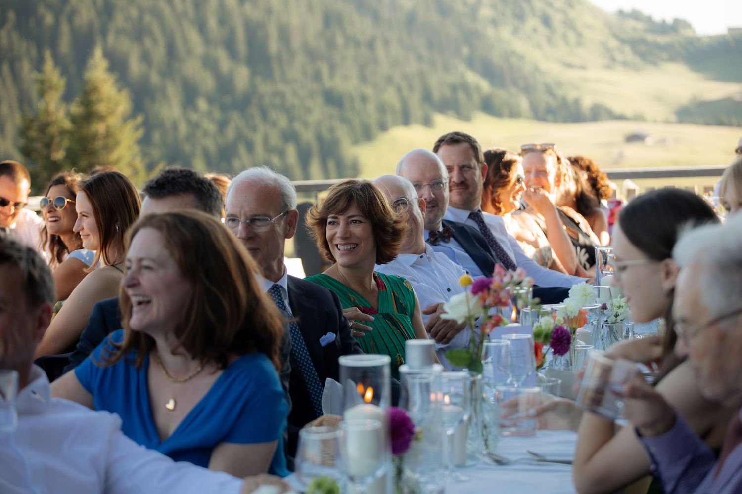 Morzine Wedding Photographer captures epic sunset wedding photos in La Clusaz Wedding venue. French Alps, Mountain Wedding photographer.
