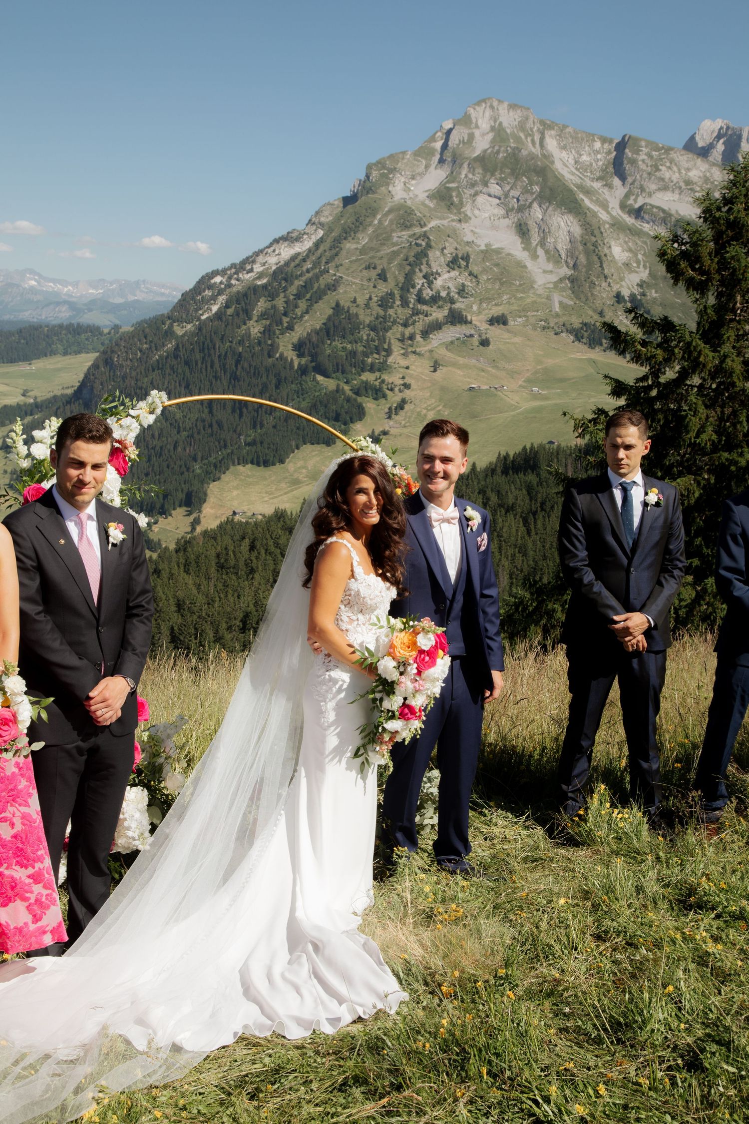 European Wedding Photographer captures emotional wedding at La Clusaz Wedding venue. French Alps Mountain Wedding photographer.Outdoor Bride
