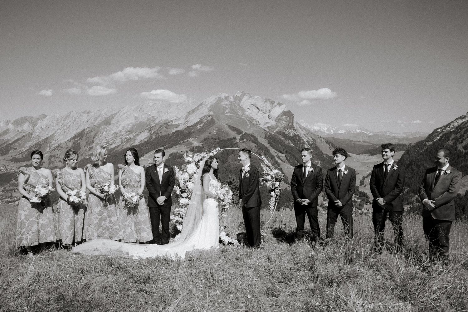 European Wedding Photographer captures emotional wedding at La Clusaz Wedding venue. French Alps Mountain Wedding photographer.Outdoor Bride