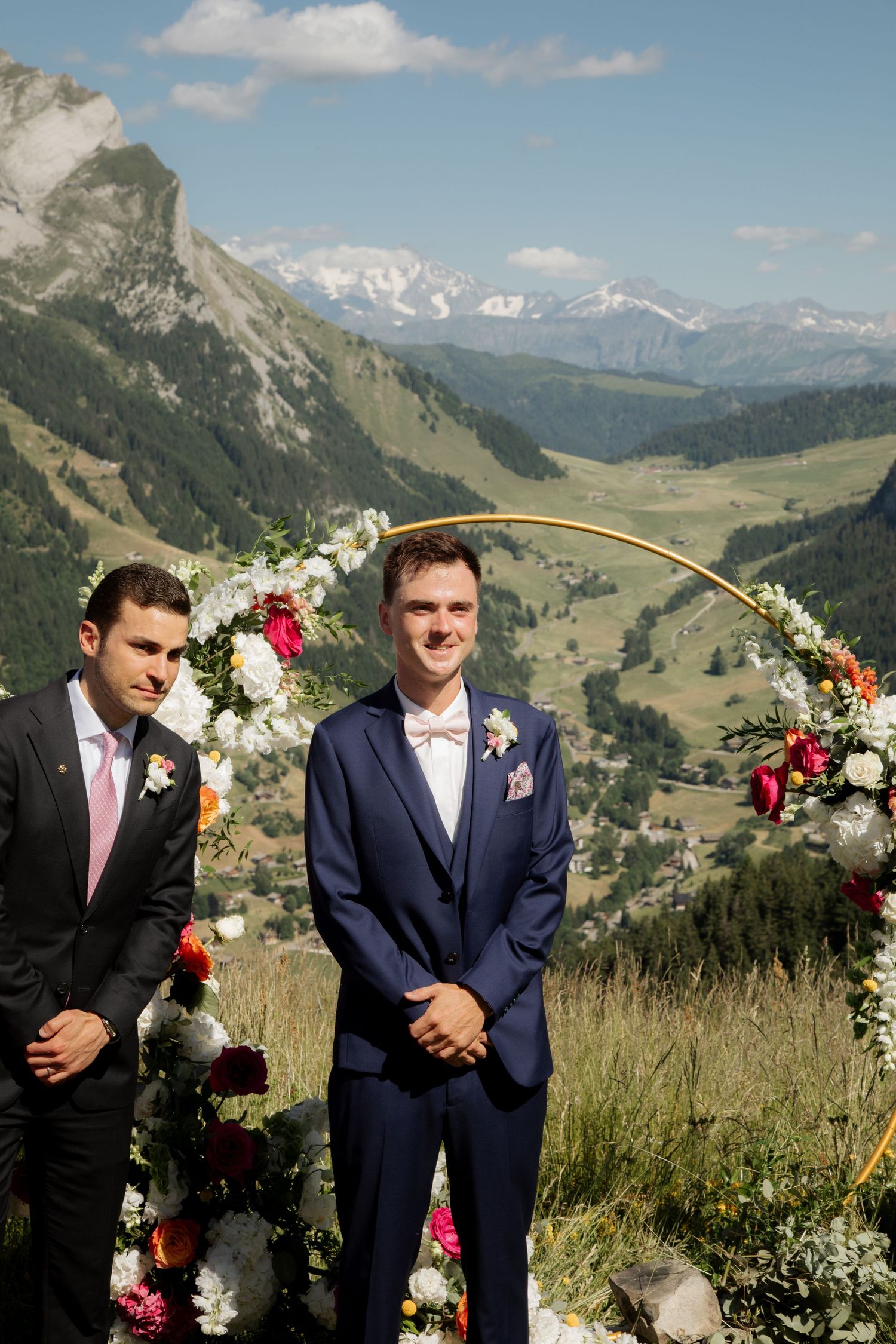 European Wedding Photographer captures emotional wedding at La Clusaz Wedding venue. French Alps Mountain Wedding photographer.Outdoor Bride
