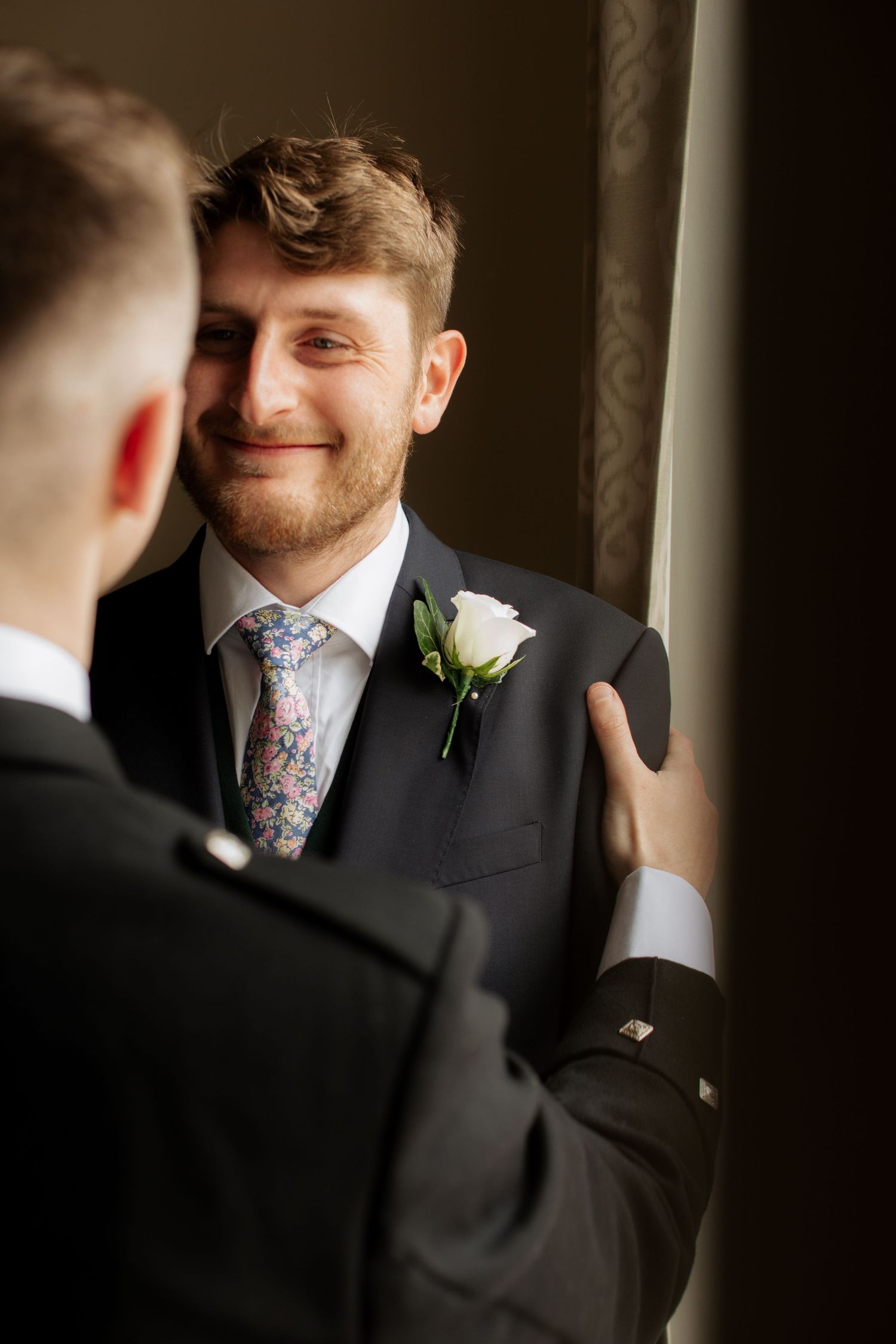 Documentary Style Cotswold Wedding Photographer captures groomsmen at Gloucestershire Wedding Venue.Natural,candid and timeless photography