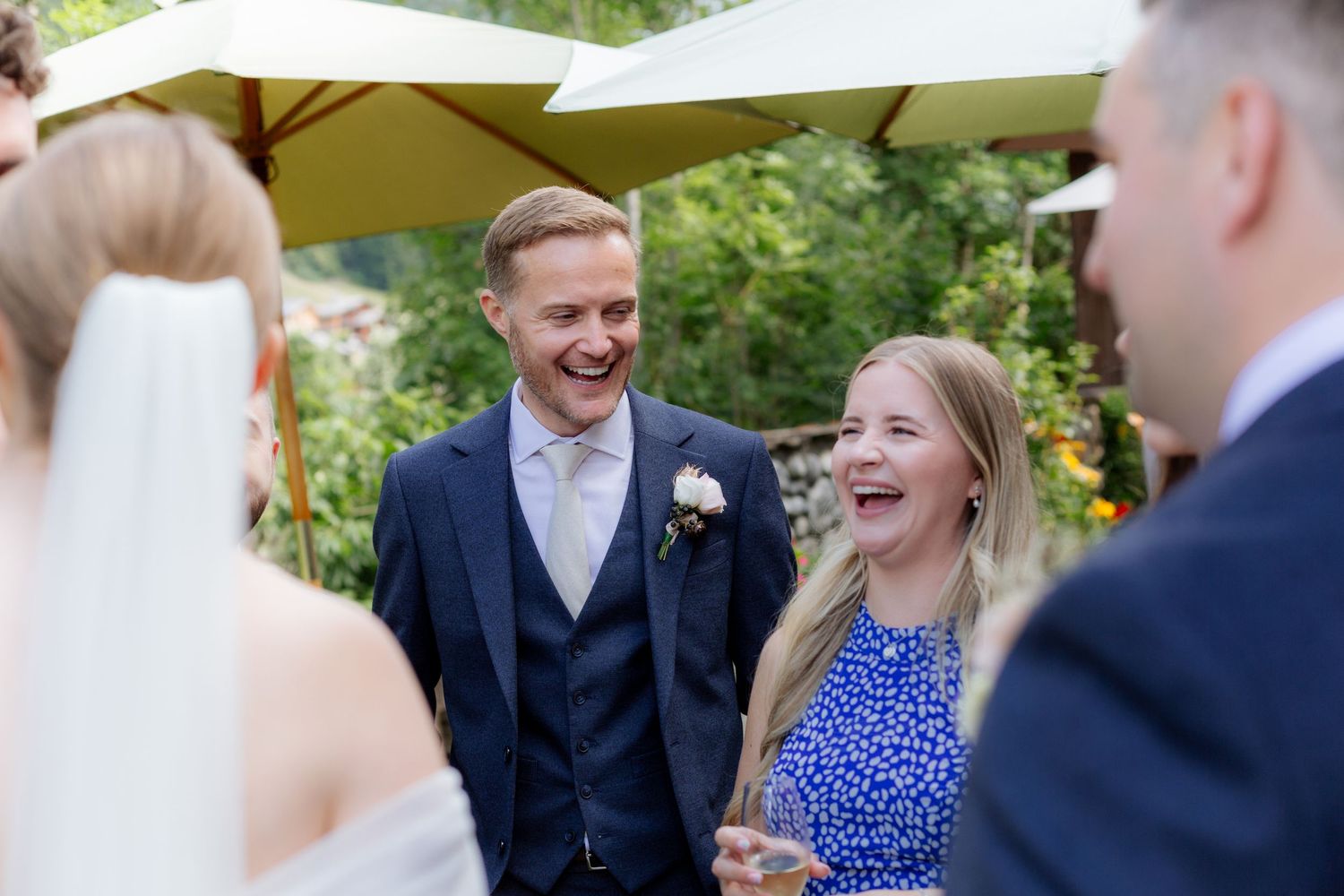Morzine Wedding photographer captures fun wedding party and real emotions in Morzine Wedding Venue. Candid,timeless documentary style photos