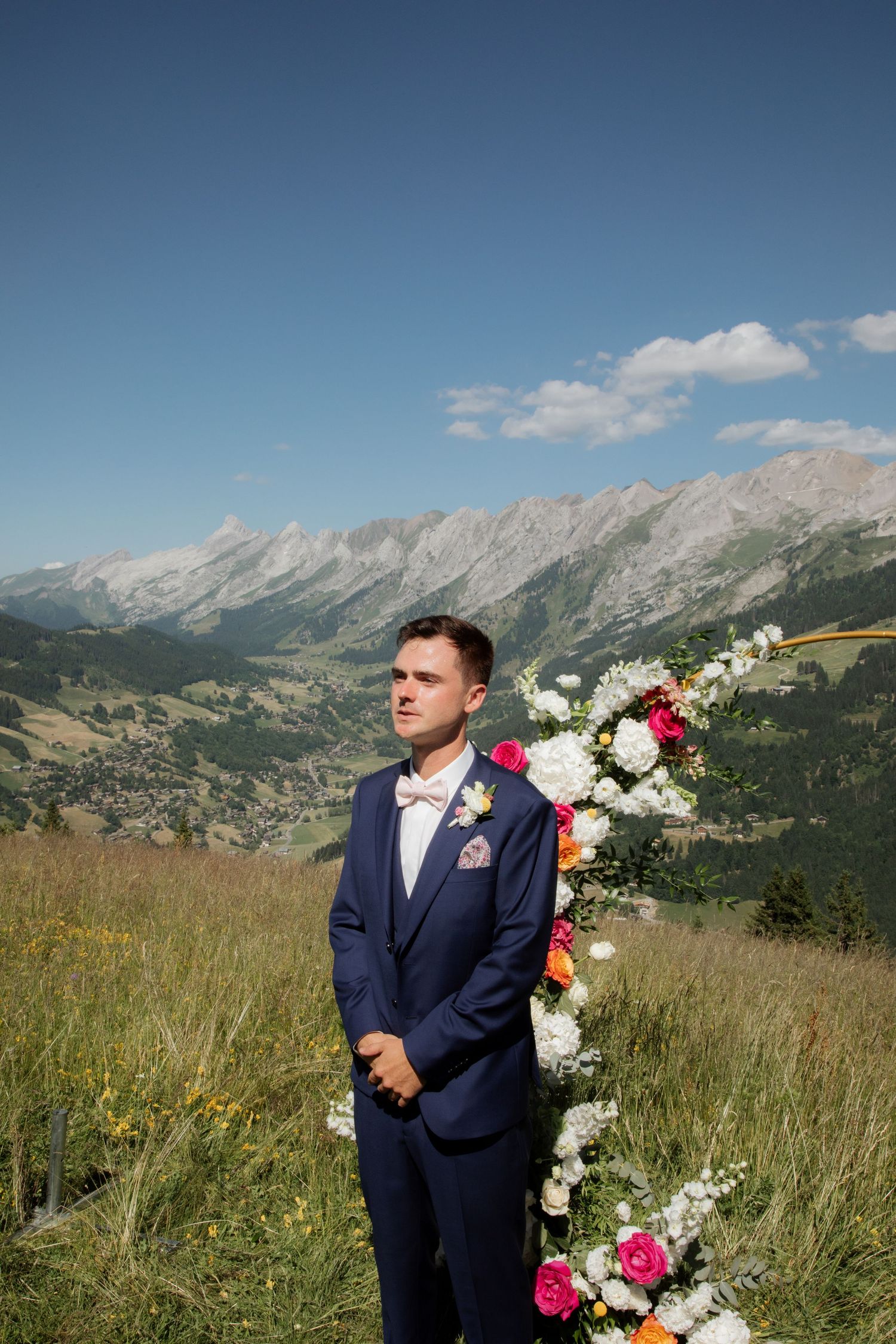 Candid Wedding Photographer captures emotional wedding at La Clusaz Wedding venue. French Alps Mountain Wedding photographer. Outdoor Bride