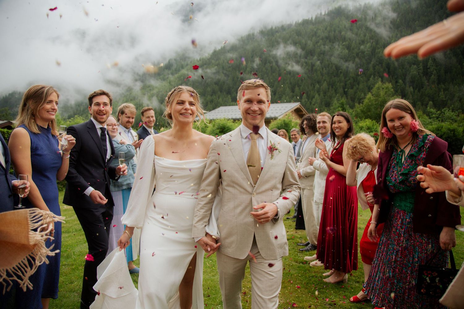 Chamonix Wedding Photographer captures candid ceremony photo at Chamonix Wedding venue.Natural,honest &authentic storytelling. Morzine