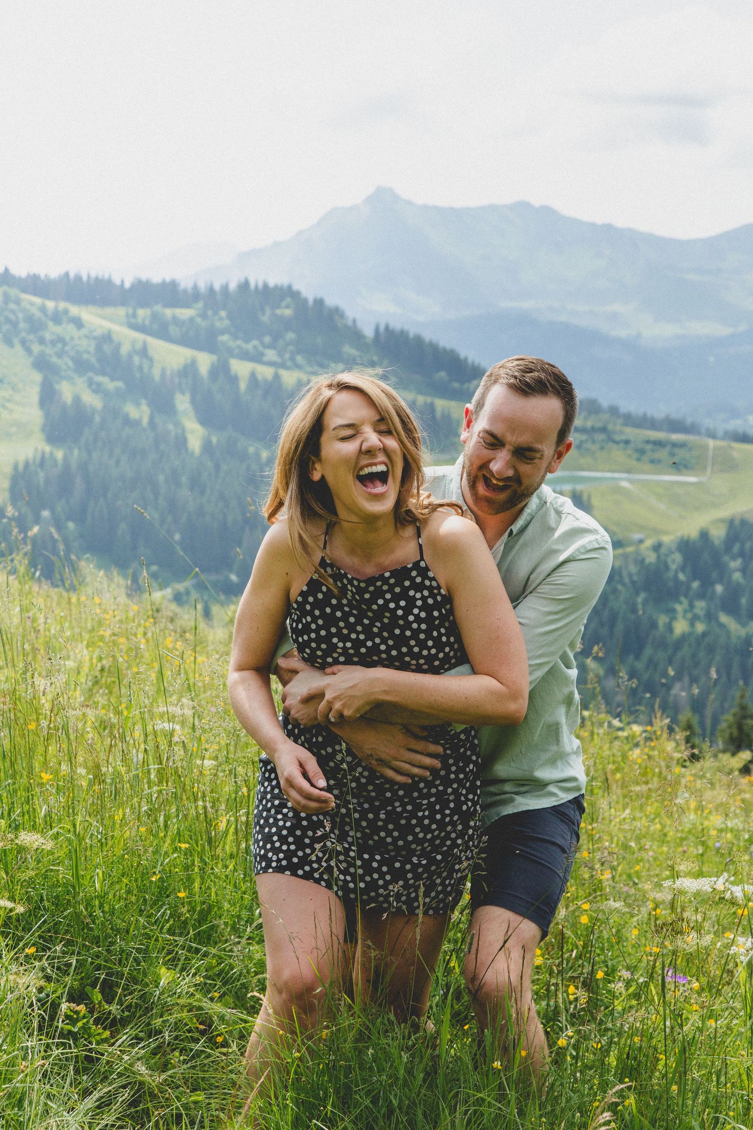 Engagement photos taken by documentary style wedding photographer in Morzine, France. French Wedding Venue. Wedding photography inspiration.