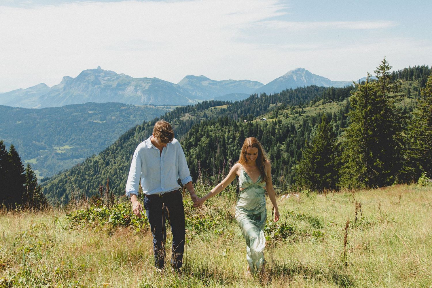 Engagement photos taken by documentary style wedding photographer in Morzine, France. French Wedding Venue. Wedding photography inspiration.