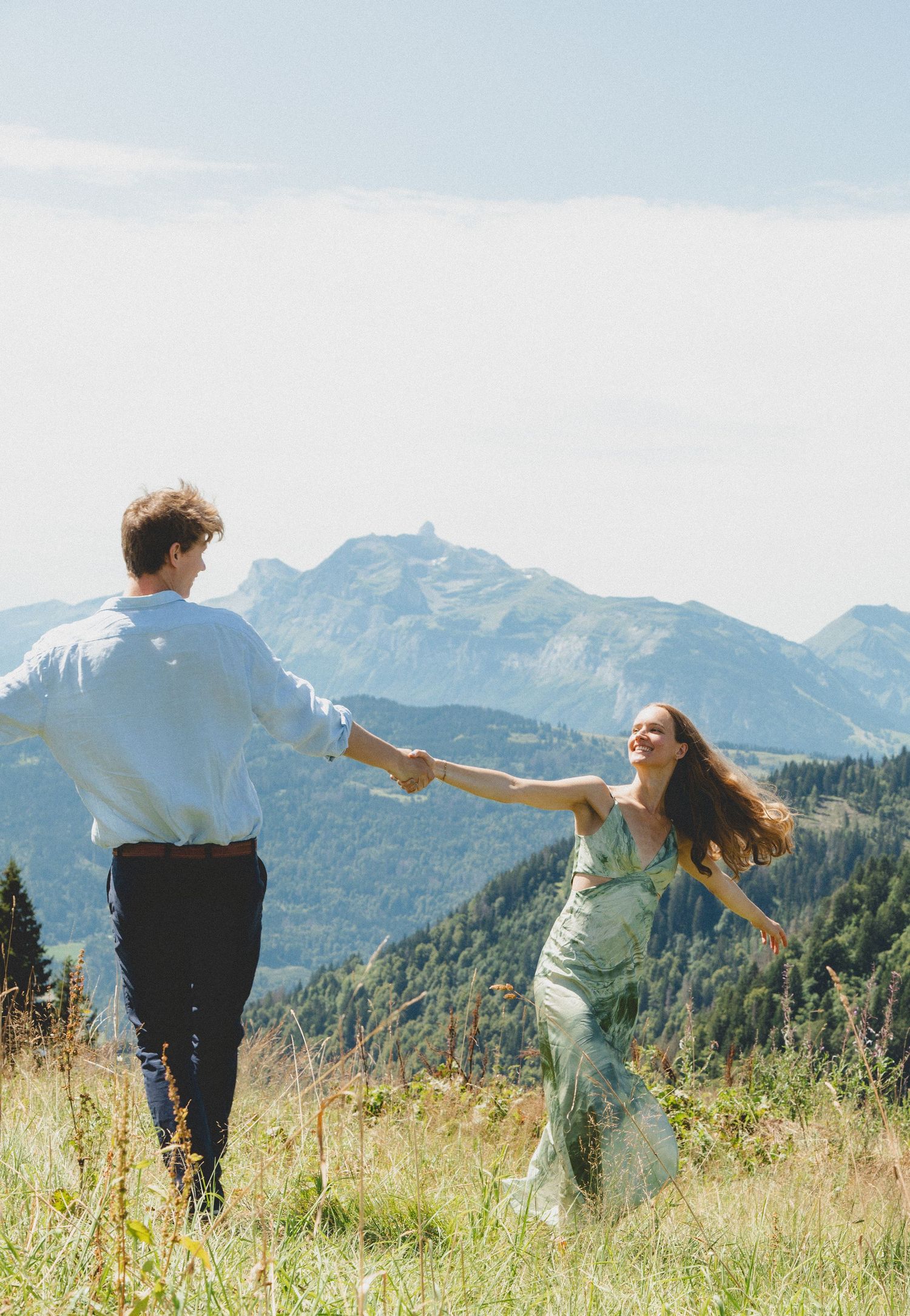 Engagement photos taken by documentary style wedding photographer in Morzine, France. French Wedding Venue. Wedding photography inspiration.