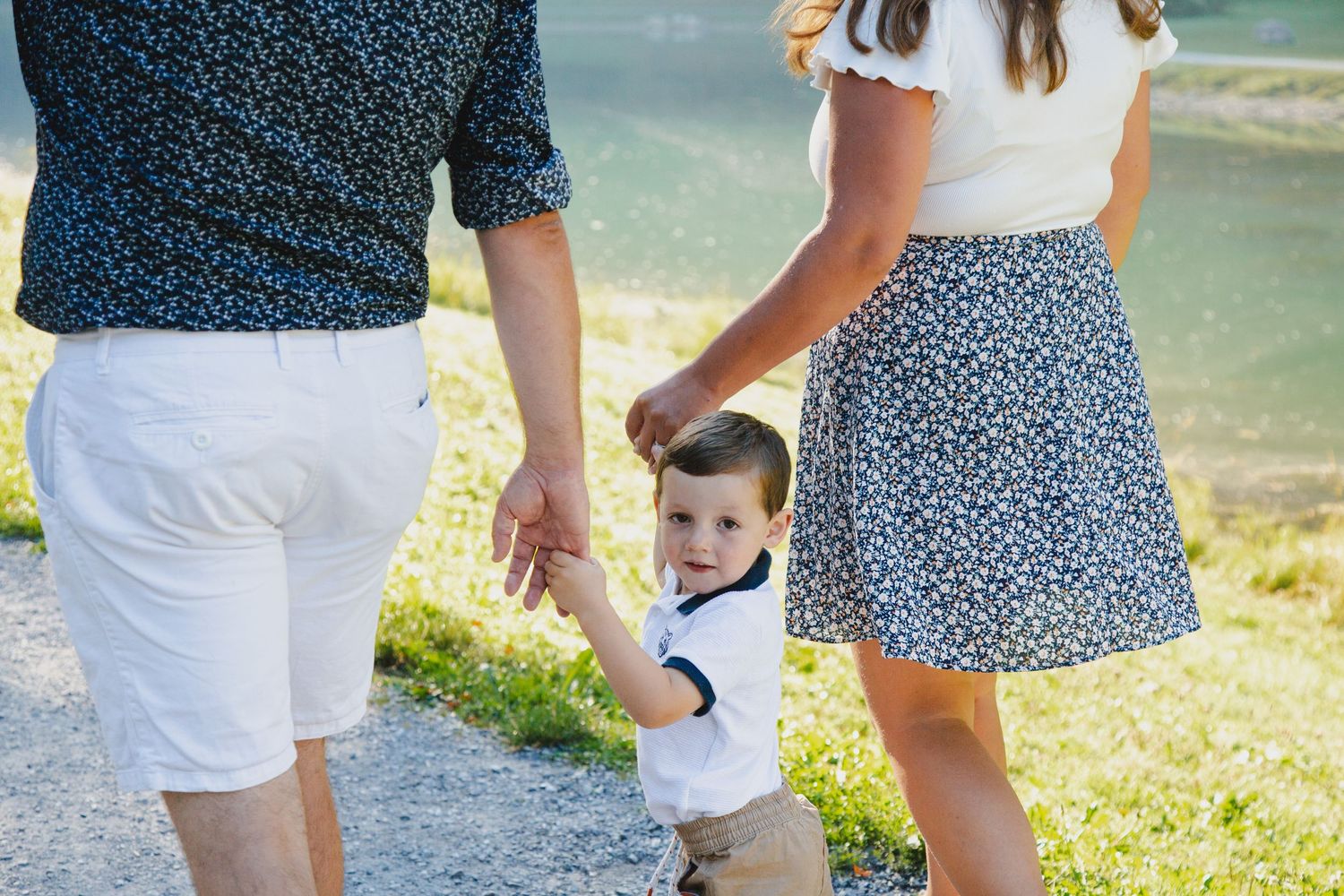 Outdoor family photography session next to Lake Montriond. Captured by Morzine Family photographer. Natural family portraits in morzine