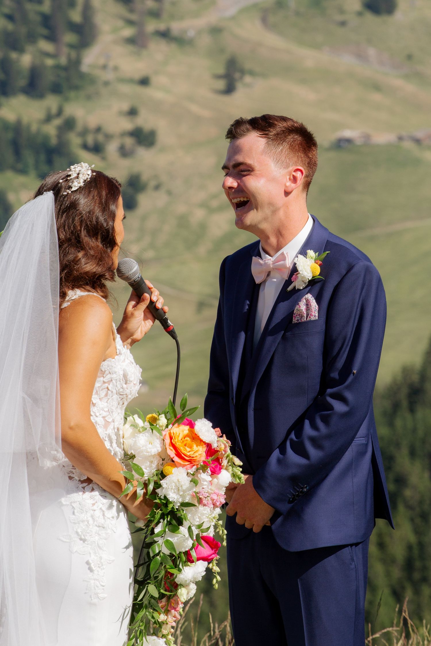 Morzine Wedding Photographer captures emotional wedding at La Clusaz Wedding venue. French Mountain Wedding photographer. Outdoor Bride