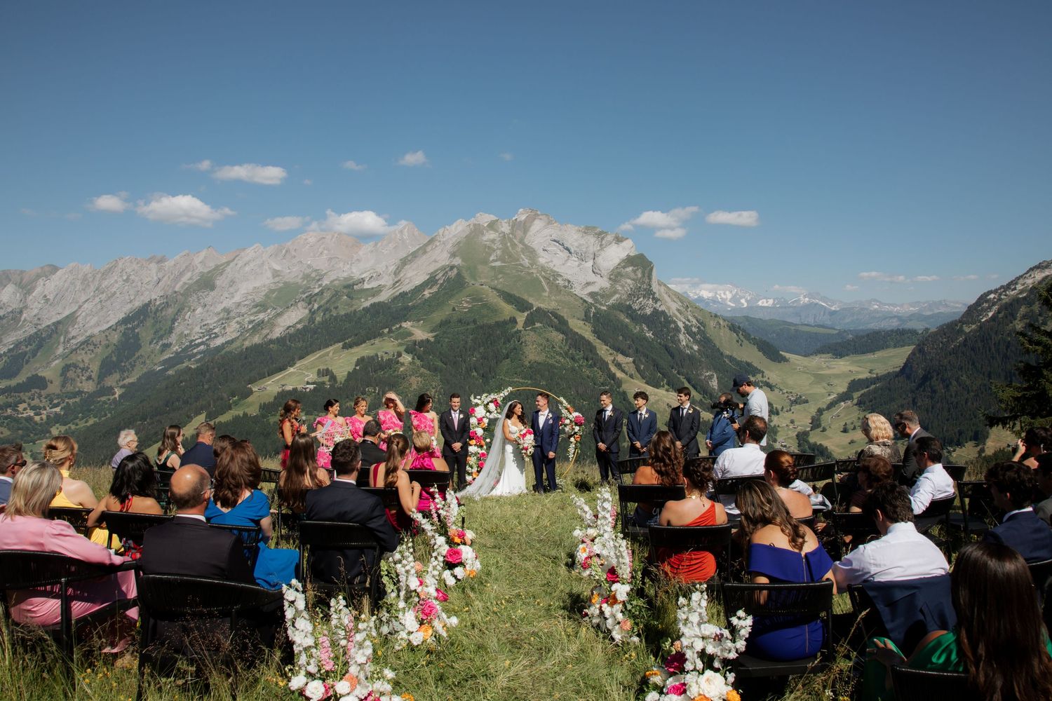 European Wedding Photographer captures emotional wedding at La Clusaz Wedding venue. French Alps Mountain Wedding photographer.Outdoor Bride