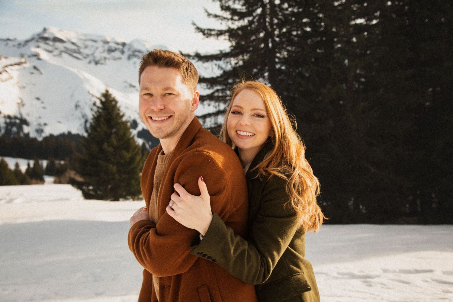 Engagement photo in Avoriaz. Winter engagement photo in the snow, captured by Morzine Wedding & elopement photographer.natural, candid photo