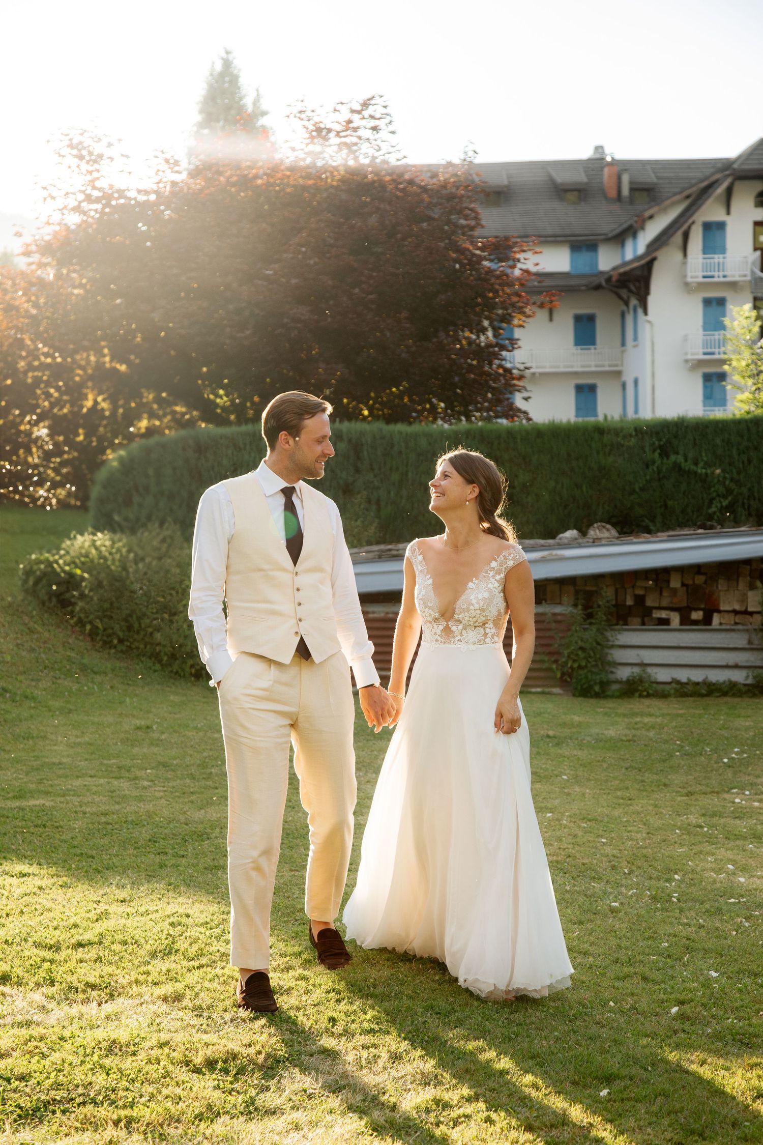 French Wedding Photographer captures candid ceremony photos at Montriond Wedding venue. Natural,honest & authentic storytelling.Morzine