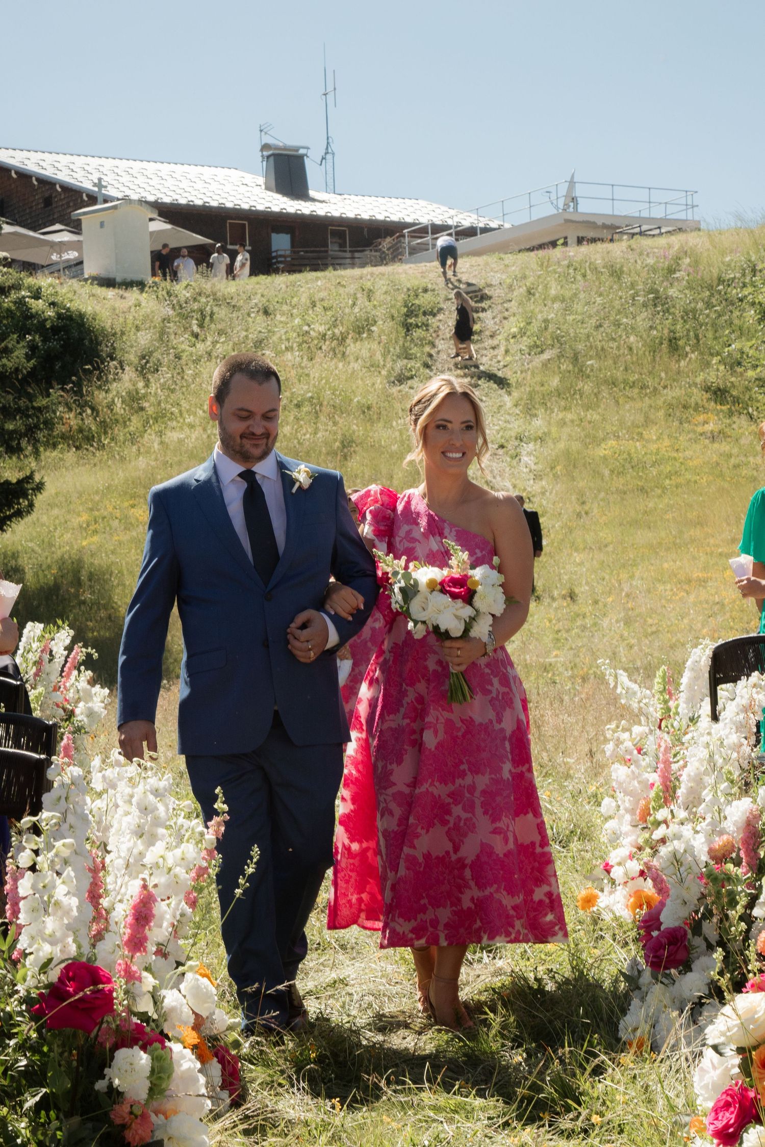 Candid Wedding Photographer captures emotional wedding at La Clusaz Wedding venue. French Alps Mountain Wedding photographer. Outdoor Bride