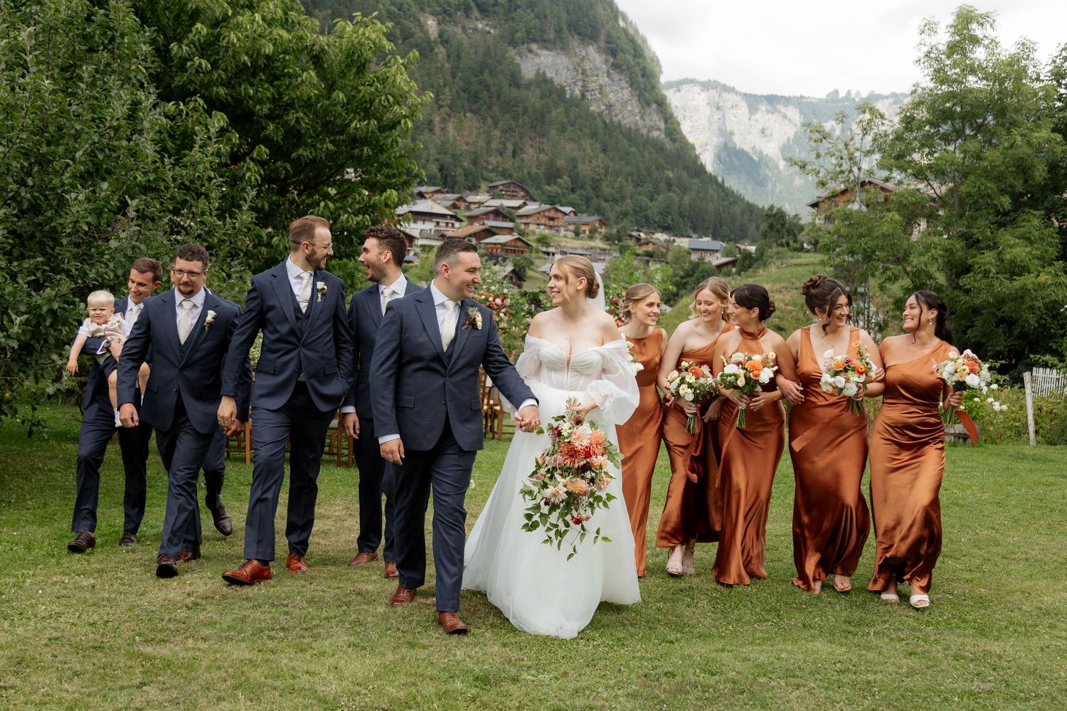 Morzine Wedding photographer captures wedding party and real emotions in Morzine Wedding Venue. Candid,timeless documentary style photos