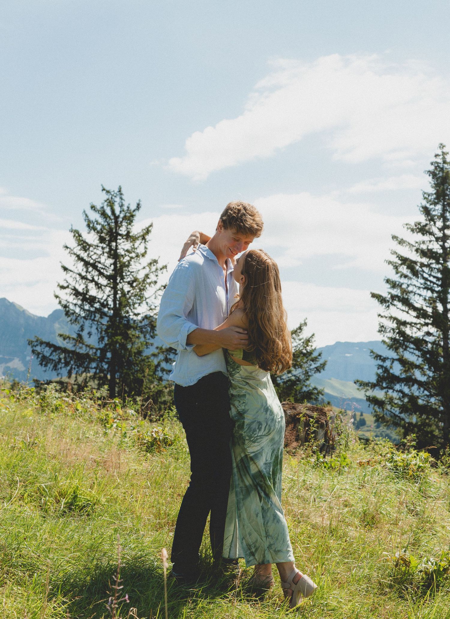 Engagement photos taken by documentary style wedding photographer in Morzine, France. French Wedding Venue. Wedding photography inspiration.