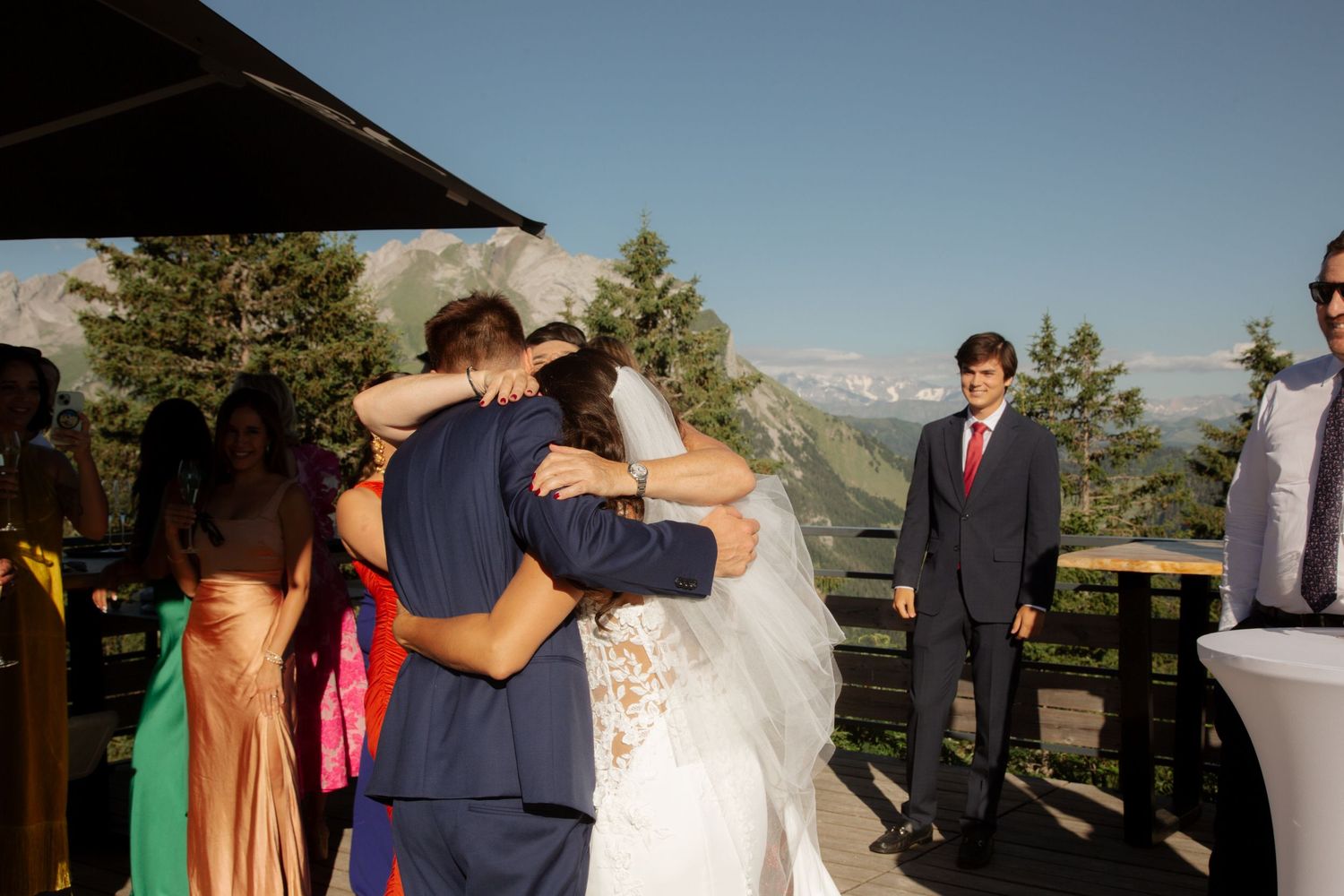Morzine Wedding Photographer captures epic wedding photos in La Clusaz Wedding venue. French Mountain Wedding photographer. Outdoor Brides