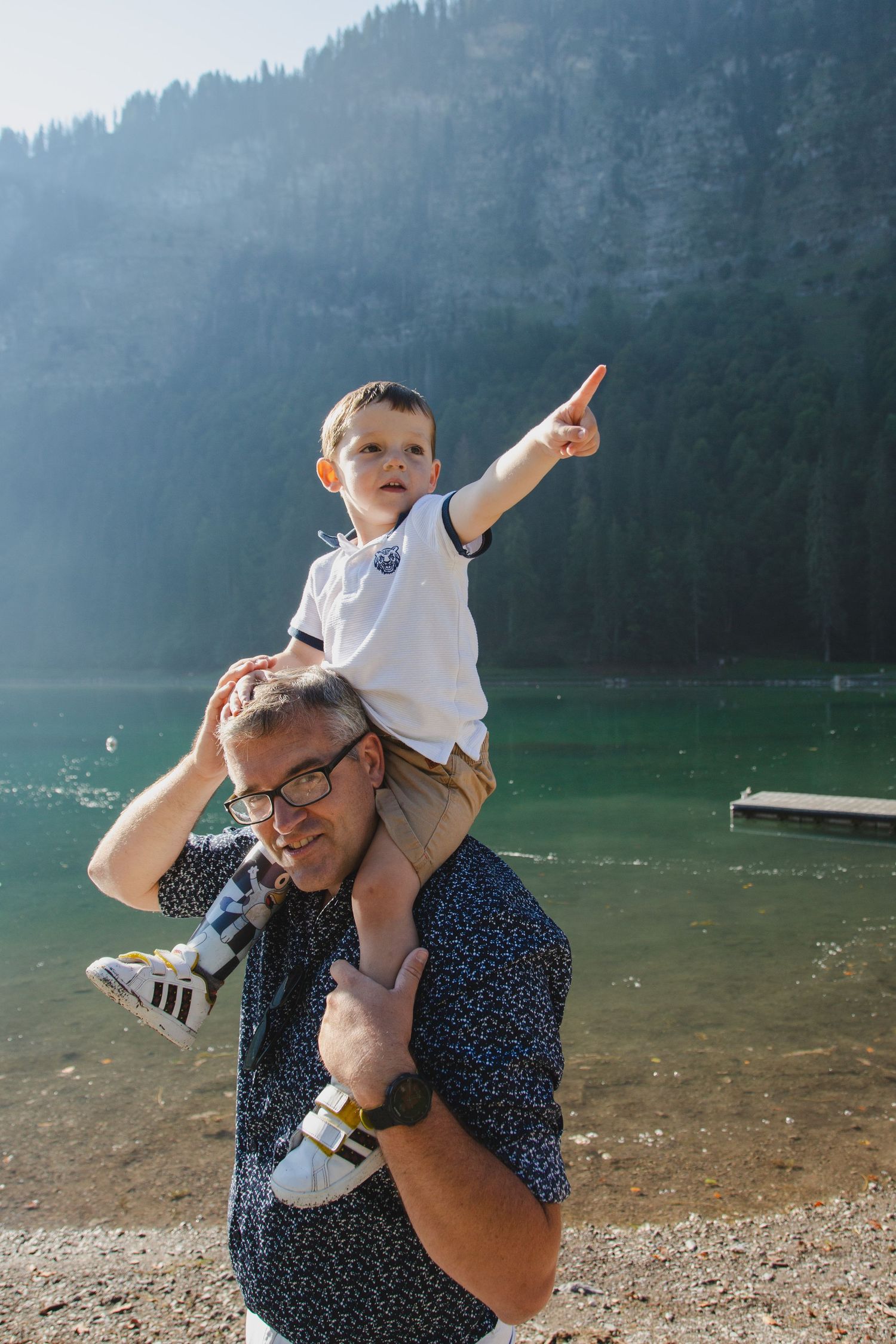 Outdoor family photography session next to Lake Montriond. Captured by Morzine Family photographer. Natural family portraits in morzine