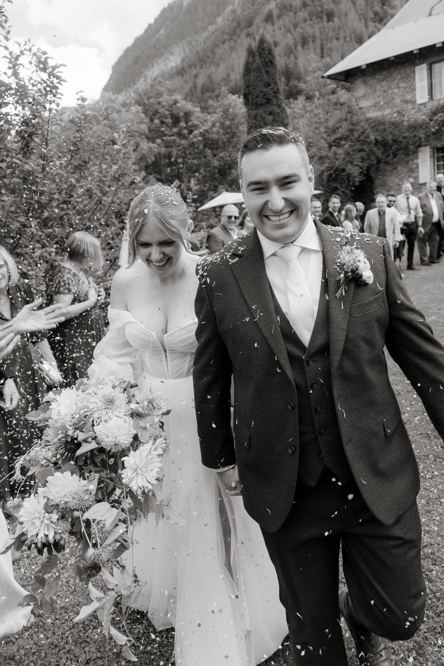 Morzine Wedding photographer captures fun wedding party and real emotions in Morzine Wedding Venue. Candid,timeless documentary style photos