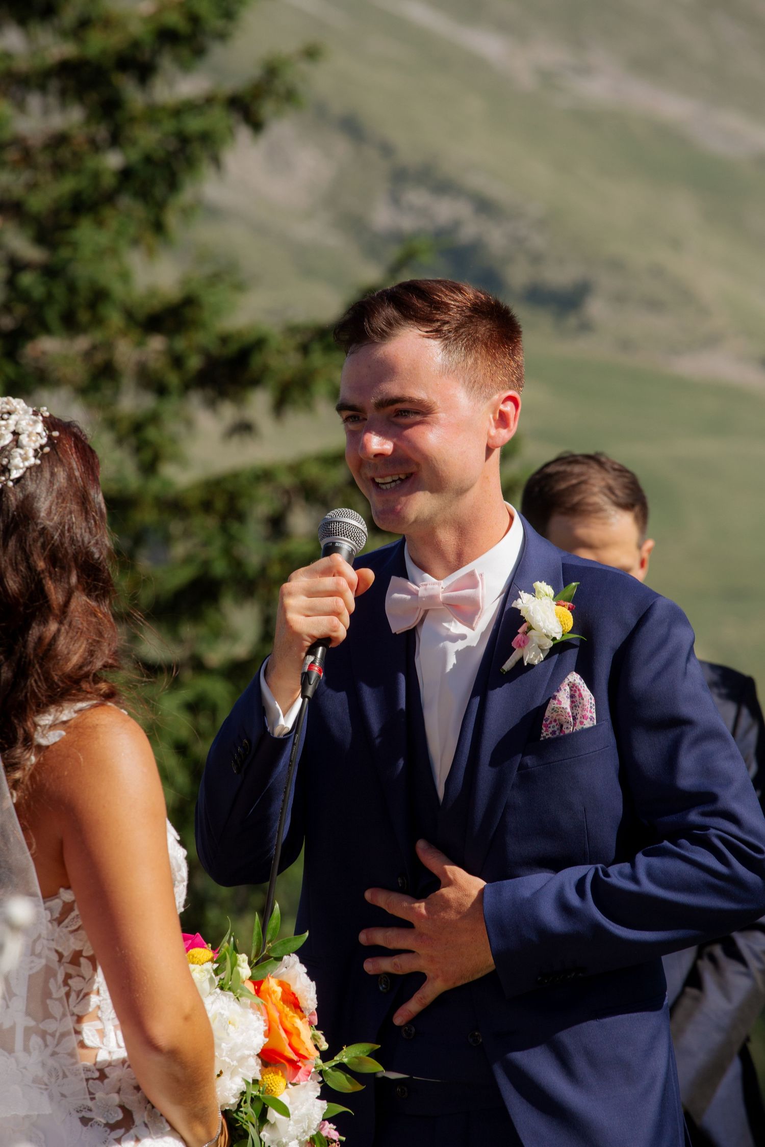 Morzine Wedding Photographer captures emotional wedding at La Clusaz Wedding venue. French Mountain Wedding photographer. Outdoor Bride