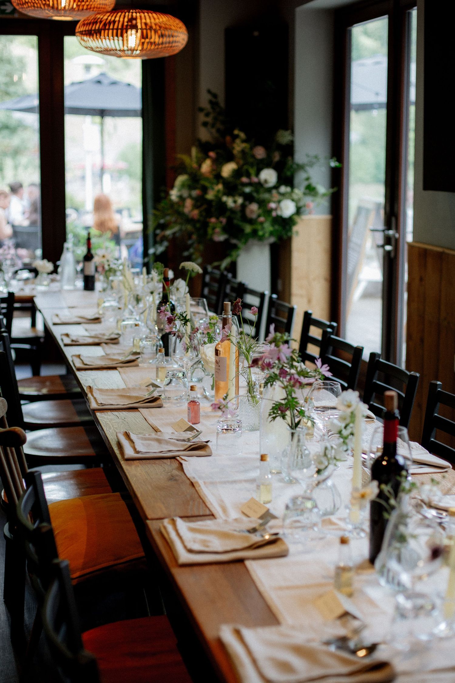 Morzine Wedding photographer captures beautiful wedding dinner photos on Lac Montriond.Candid timeless documentary style photography.