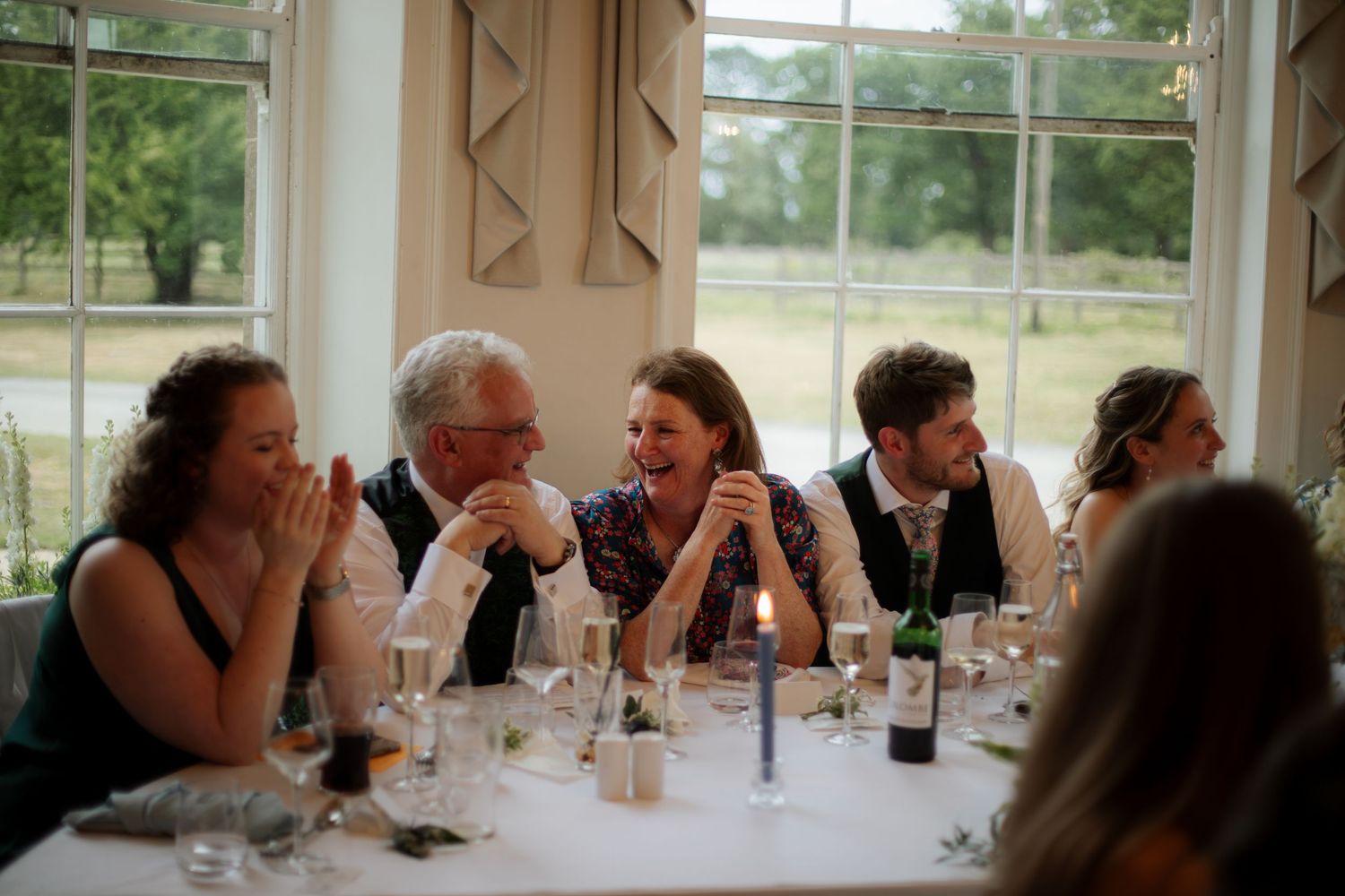 Documentary Style Cotswold Wedding Photographer captures wedding party at a Gloucestershire Wedding Venue. natural and candid wedding photos