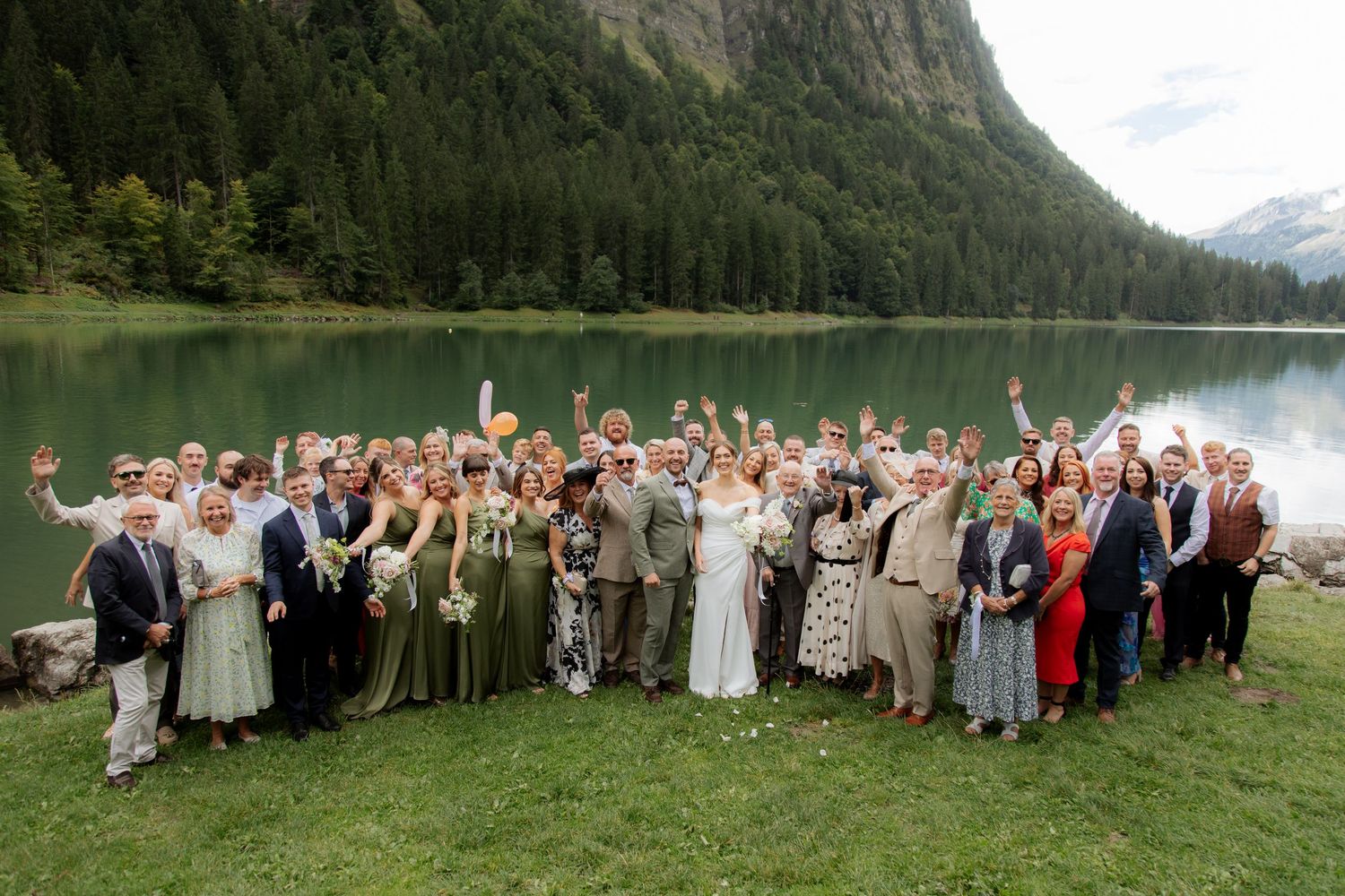 Morzine Wedding photographer captures intimate wedding cermeony photos on Lac Montriond. Candid timeless documentary style photography.