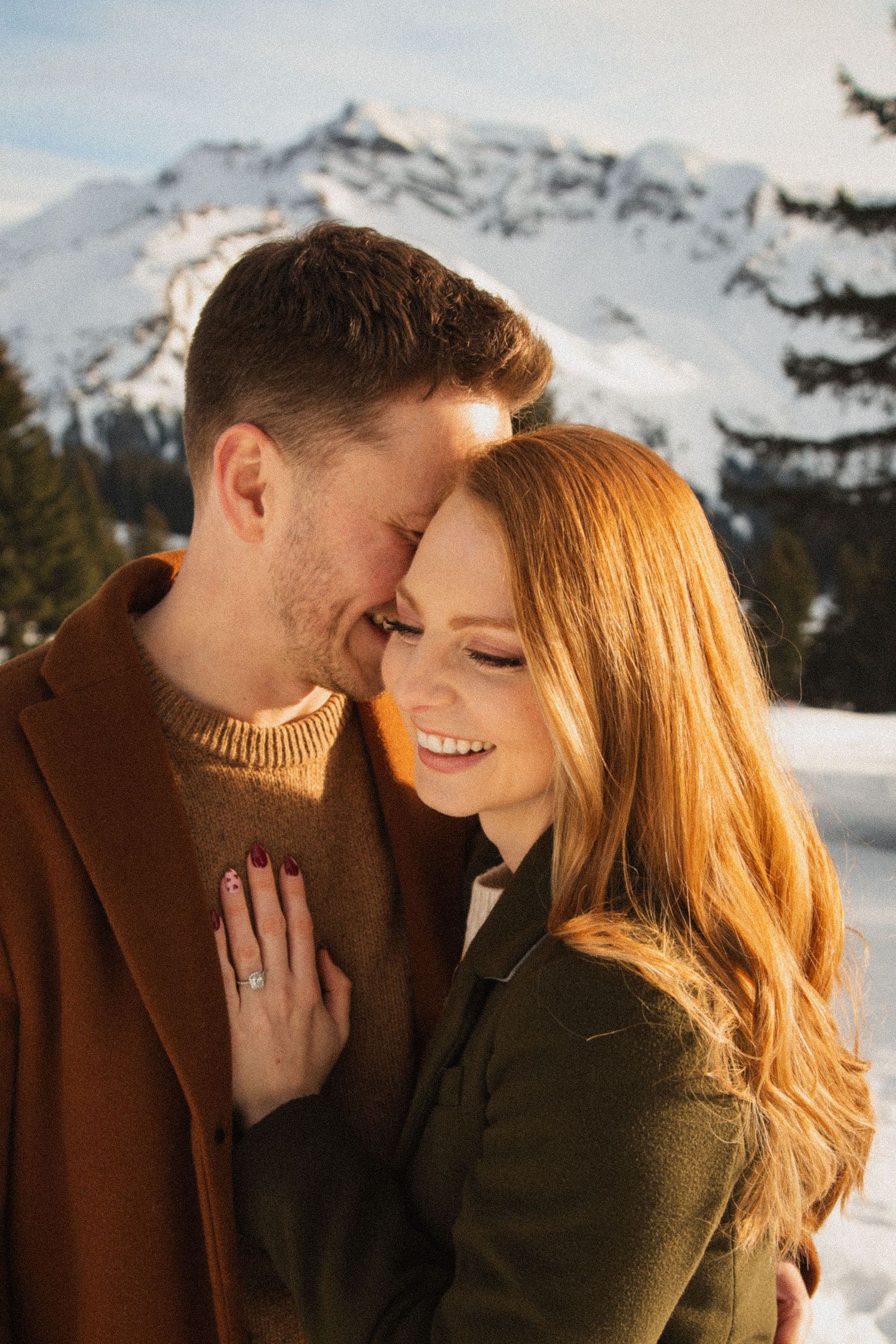 Engagement photo in Avoriaz. Winter engagement photo in the snow, captured by Morzine Wedding & elopement photographer.natural, candid photo