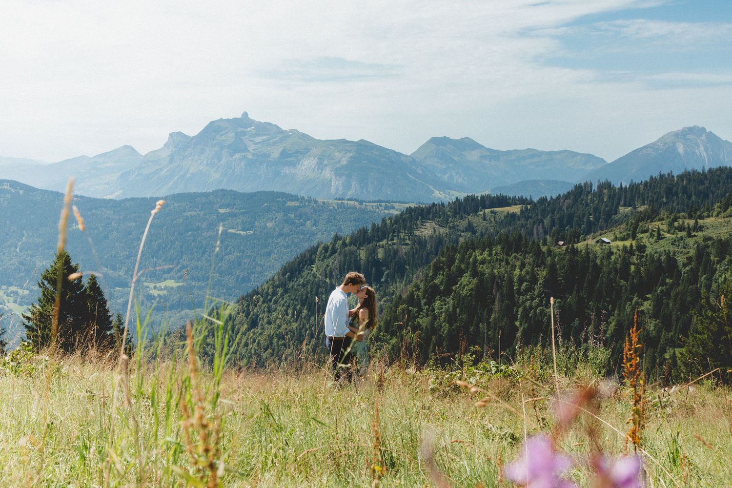 Engagement photos taken by documentary style wedding photographer in Morzine, France. French Wedding Venue. Wedding photography inspiration.