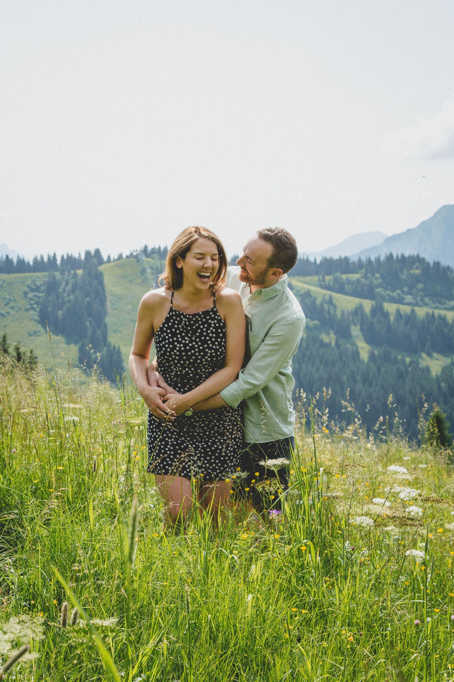 Engagement photos taken by documentary style wedding photographer in Morzine, France. French Wedding Venue. Wedding photography inspiration.