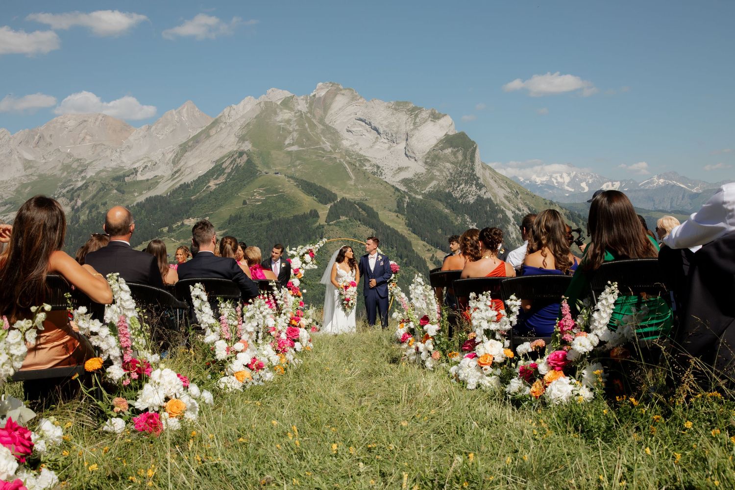 European Wedding Photographer captures emotional wedding at La Clusaz Wedding venue. French Alps Mountain Wedding photographer.Outdoor Bride