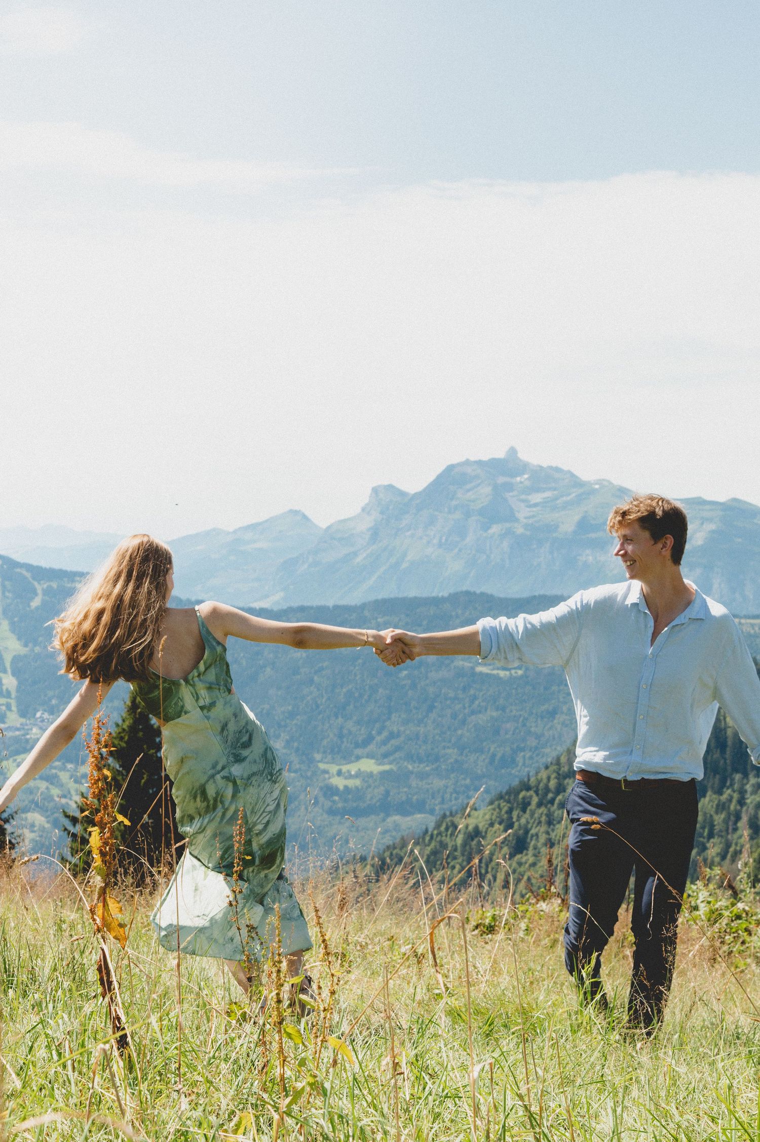 Engagement photos taken by documentary style wedding photographer in Morzine, France. French Wedding Venue. Wedding photography inspiration.