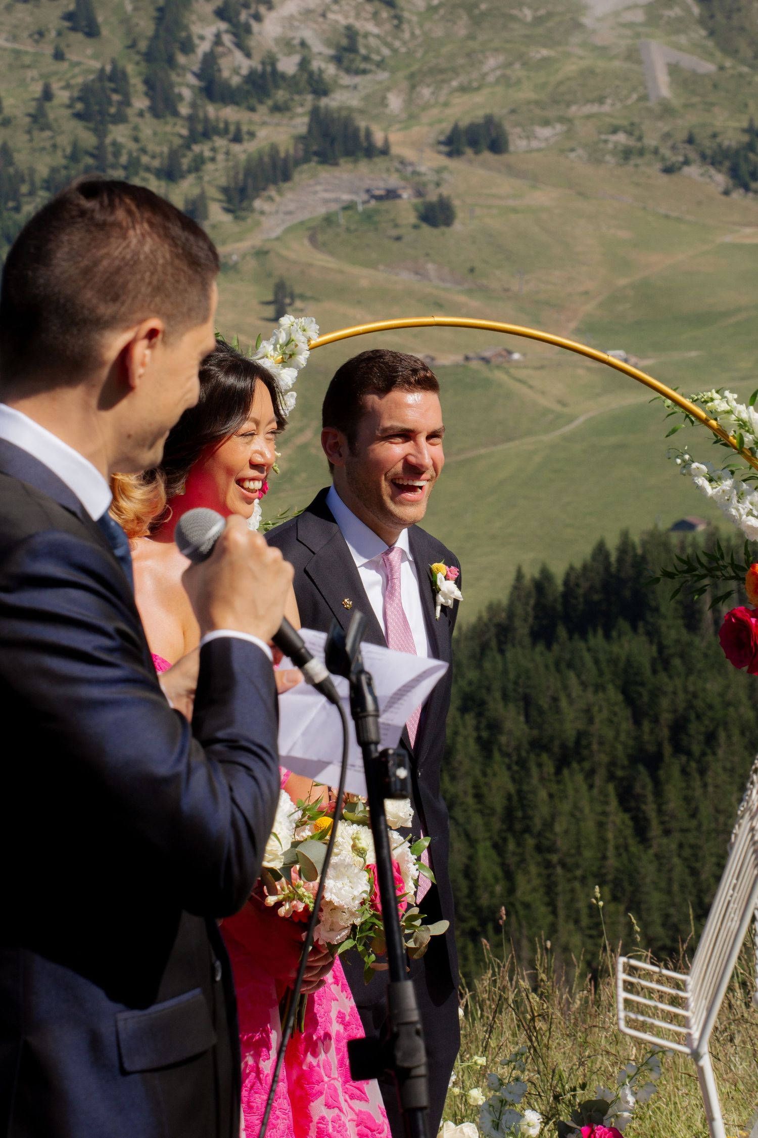 Morzine Wedding Photographer captures emotional wedding at La Clusaz Wedding venue. French Mountain Wedding photographer. Outdoor Bride