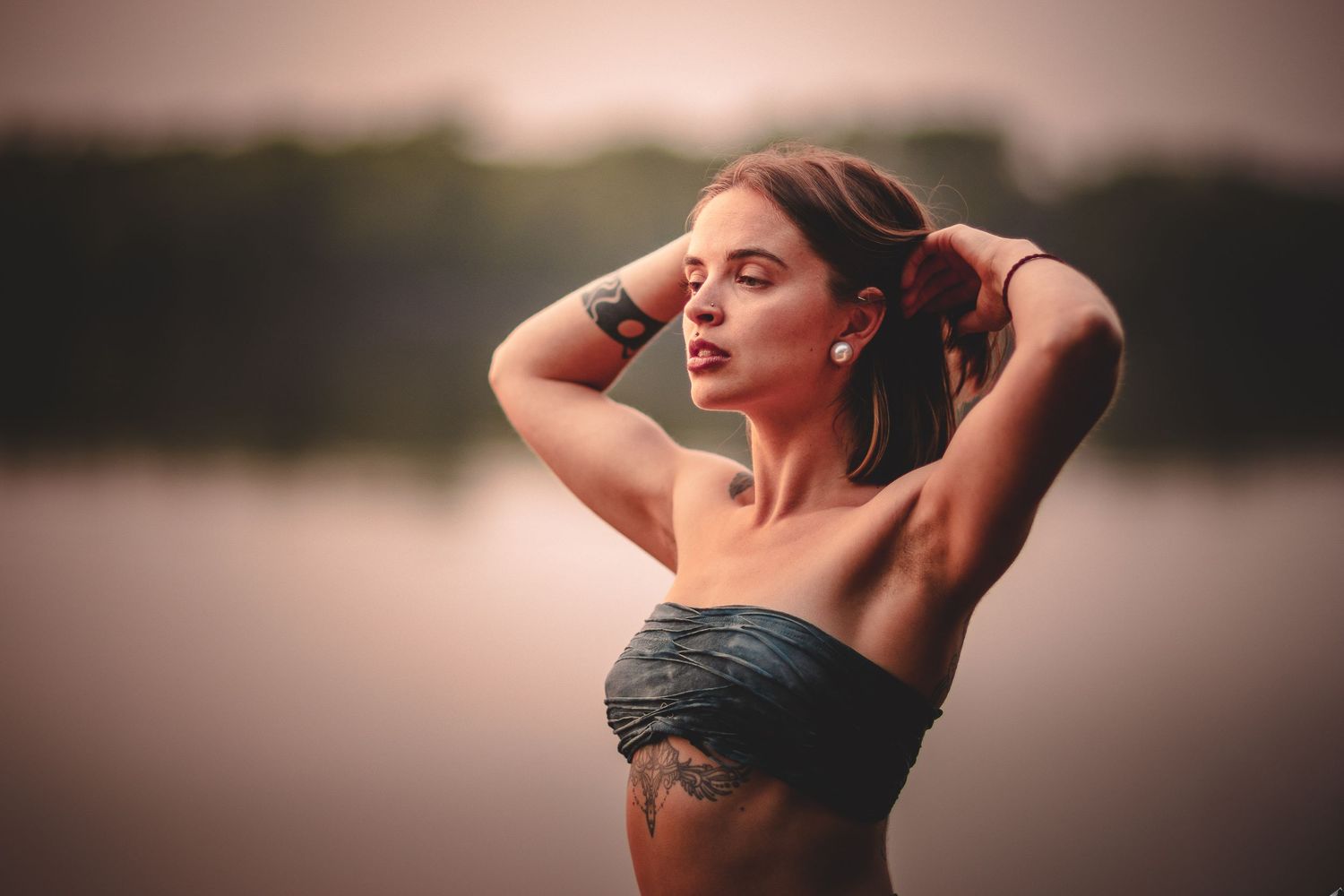 Artistic boudoir photography sequence with soft lighting and warm tones.