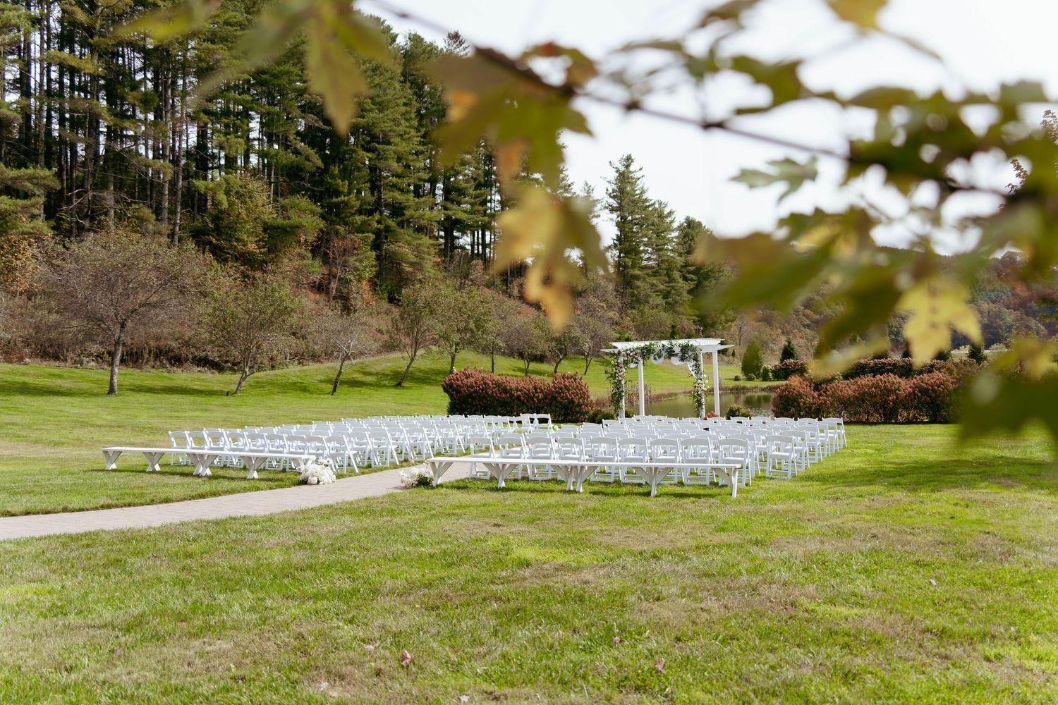 ceremony setup at a mountain venue at The Barn on New River