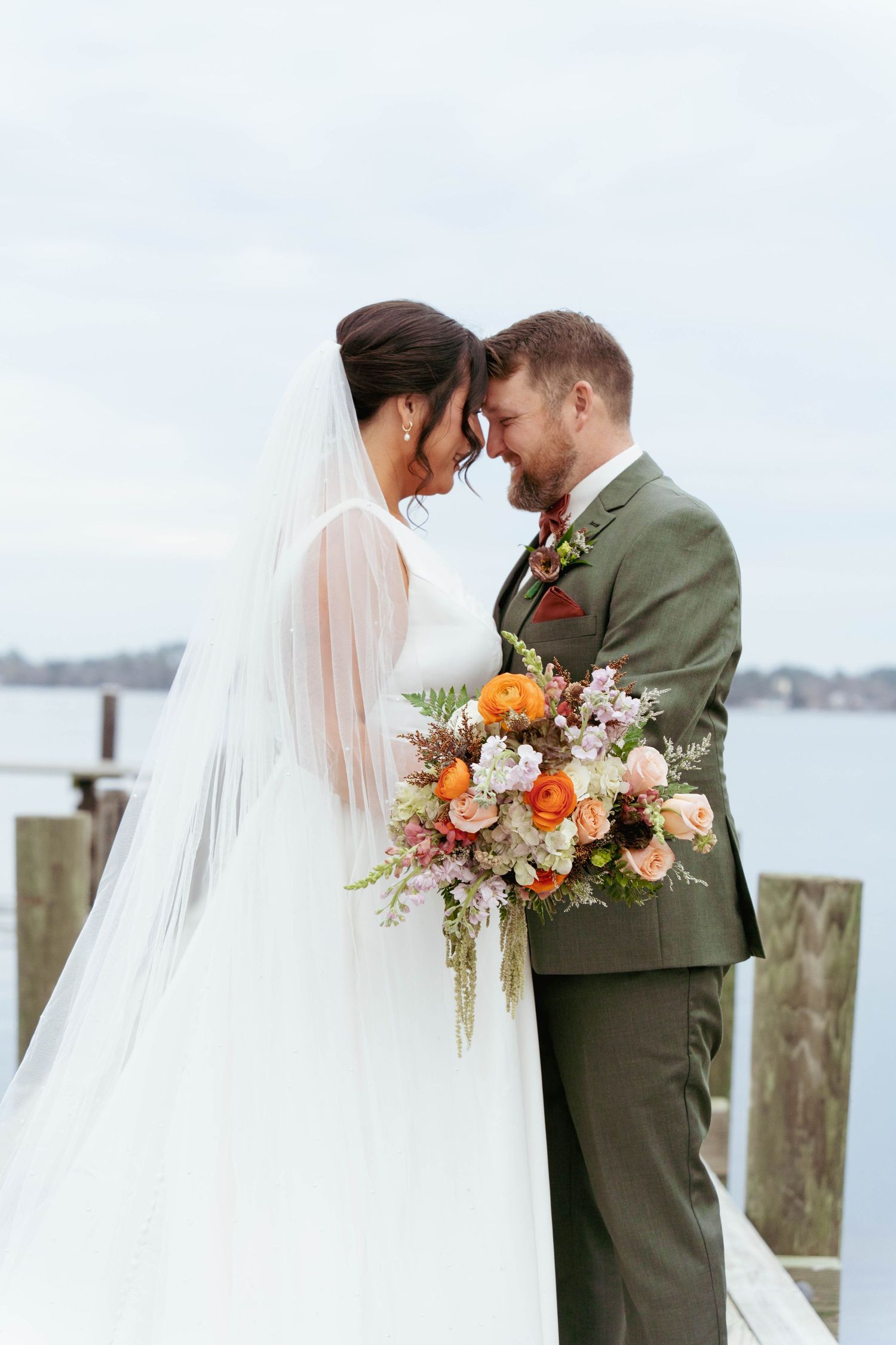 Romantic waterfront wedding portrait  at The Maola at Riverside