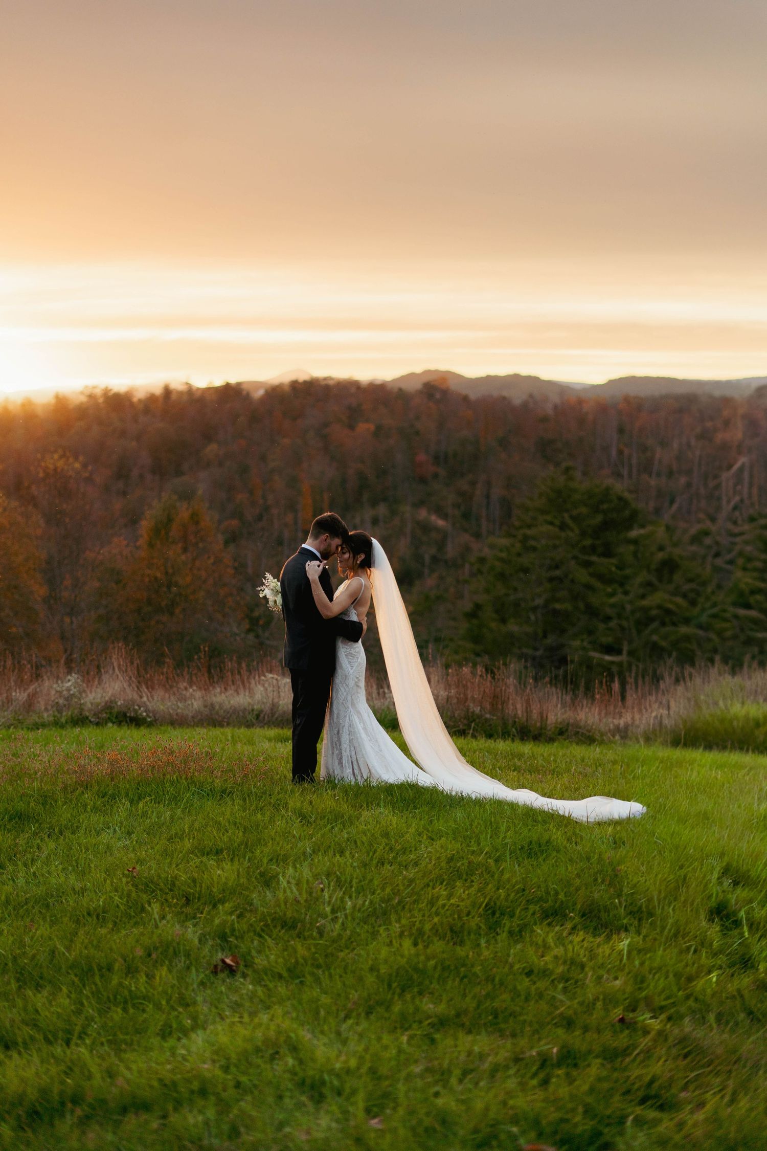 Bride and groom on the mountain at The Barn on New River