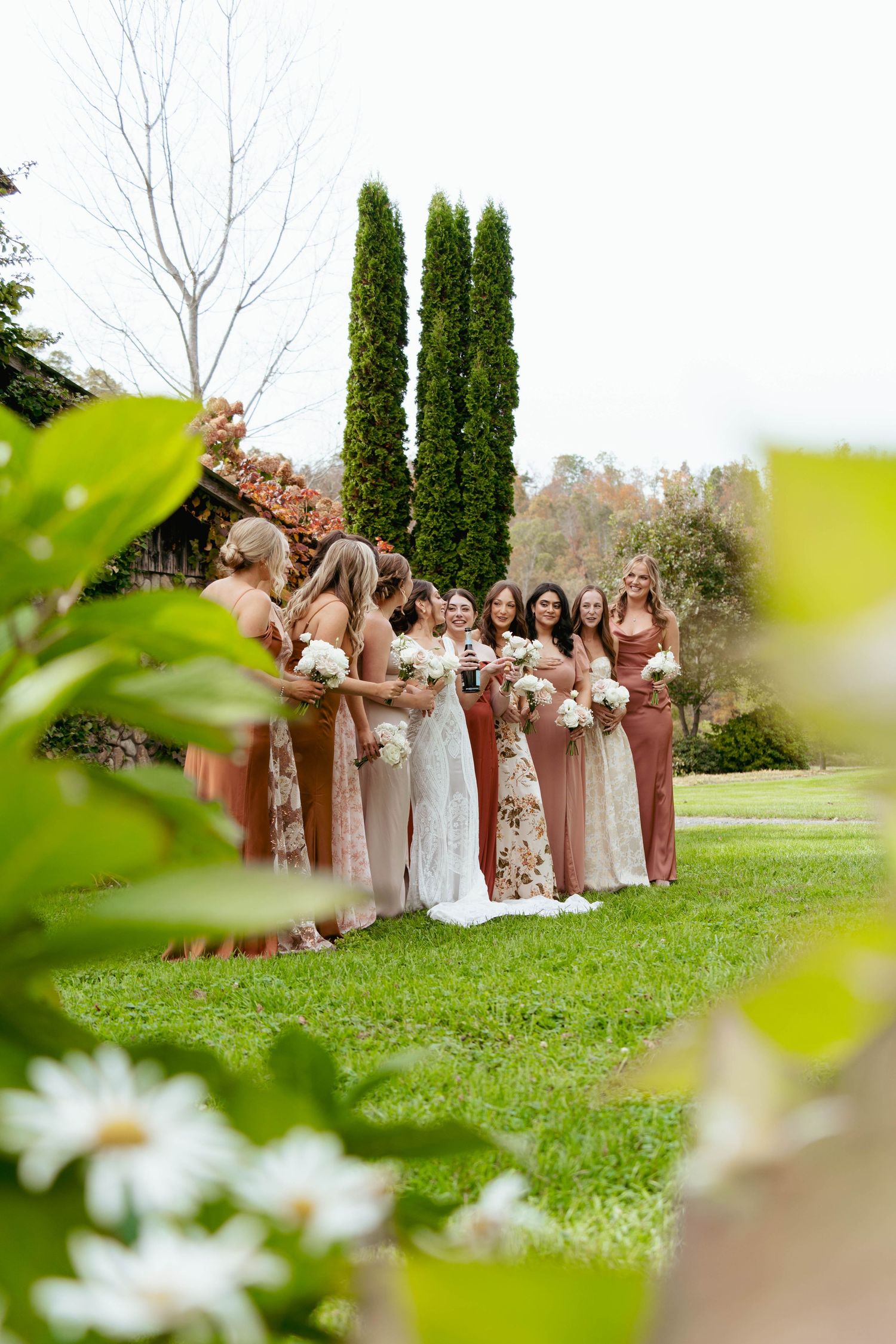 Bride and bridesmaids at The Barn on New River