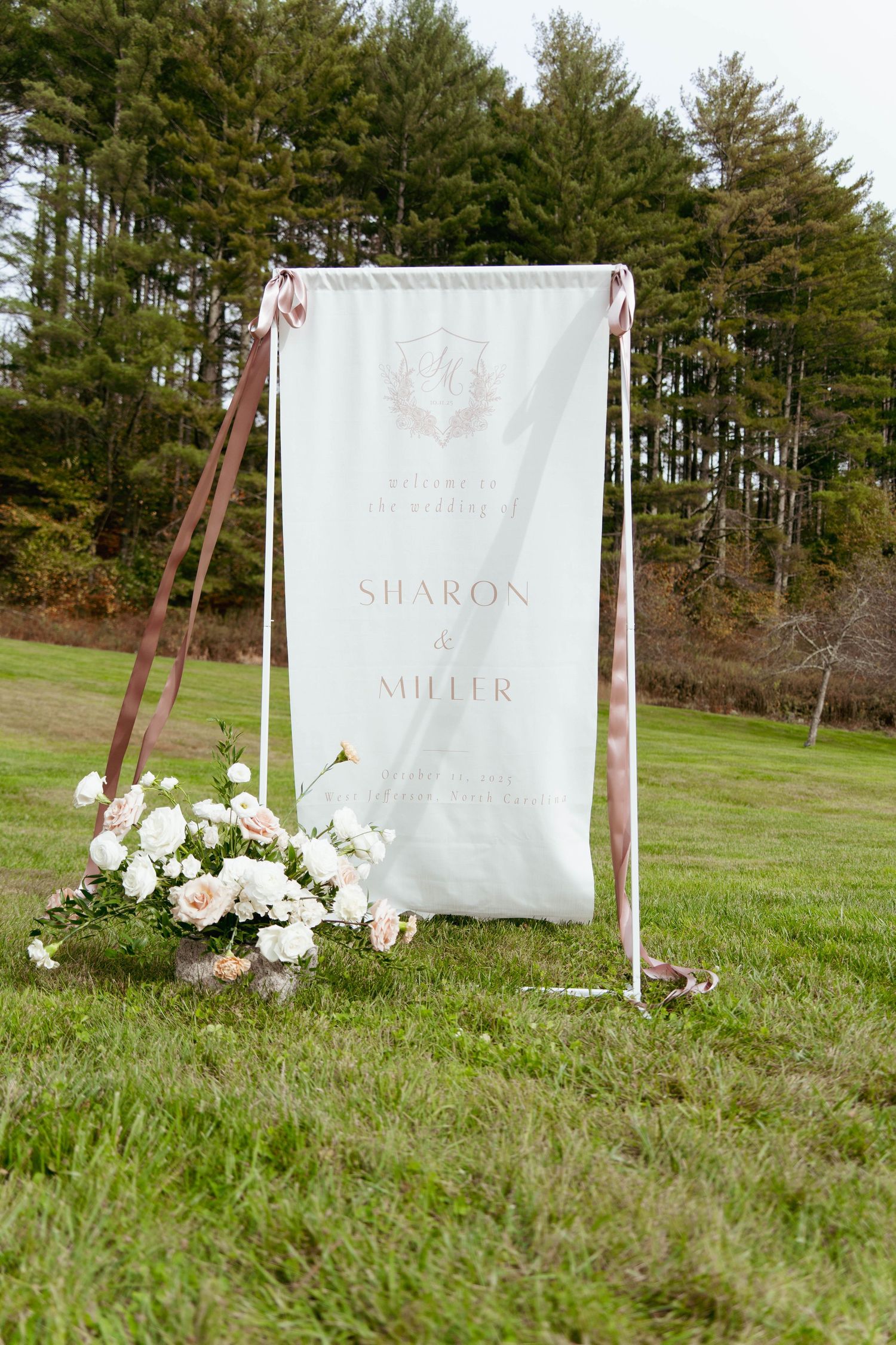 Wedding banner at The Barn on New River
