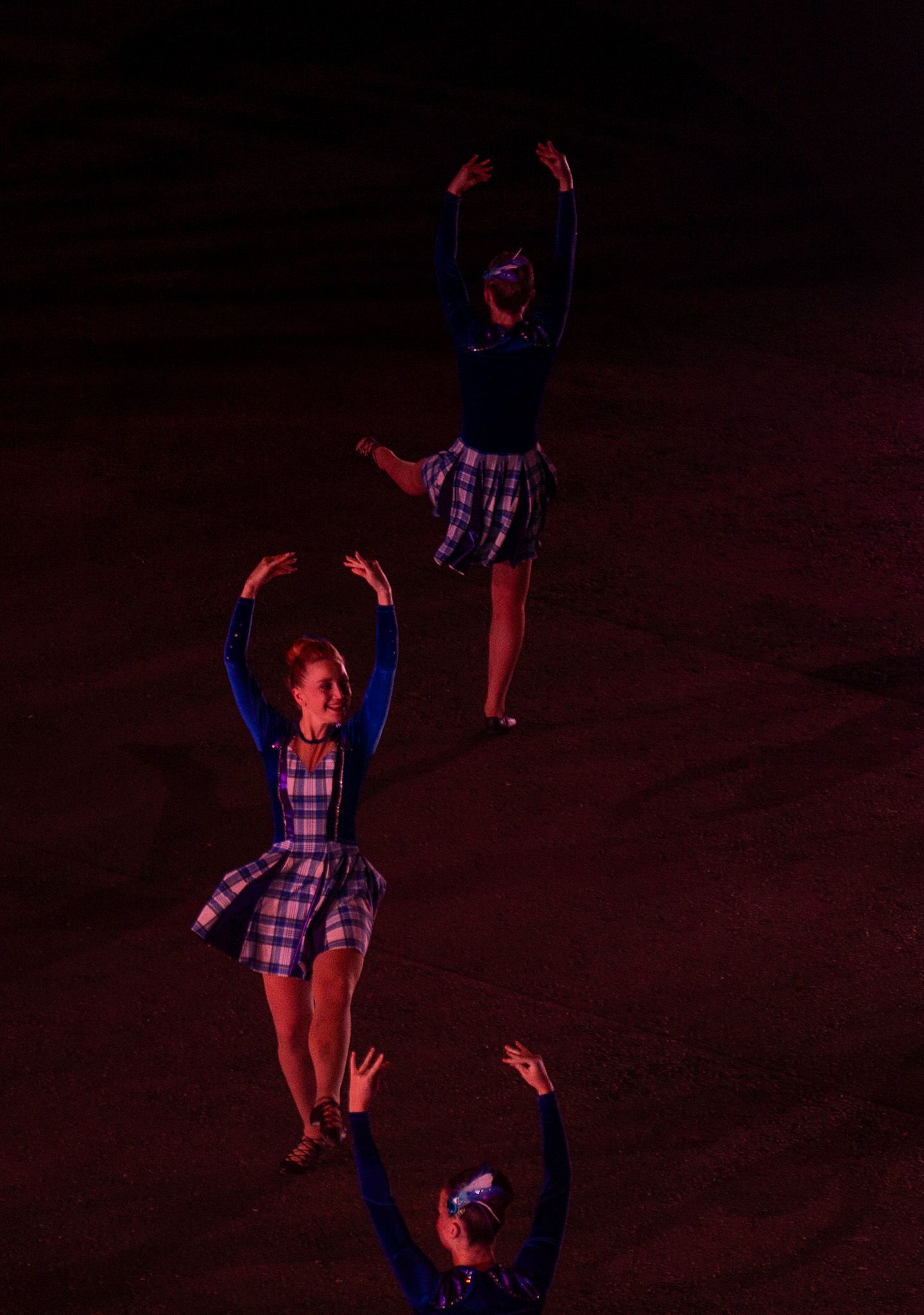 Highland Dancers dressed in Blue at the Royal Edinburgh Military Tattoo.