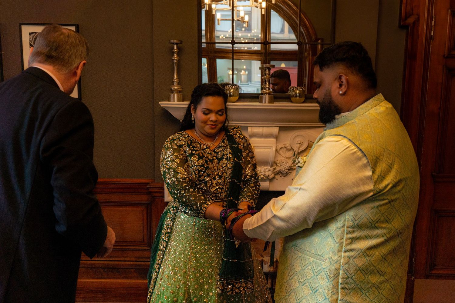 A traditional handfasting during a registry office wedding in Glasgow.