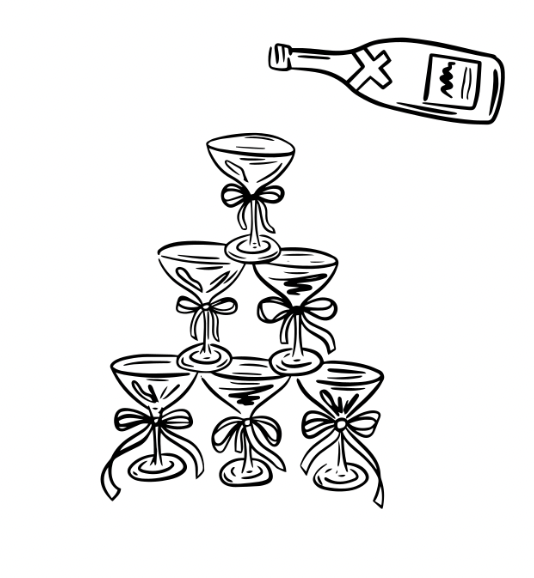 Line drawing ph champagne towe.