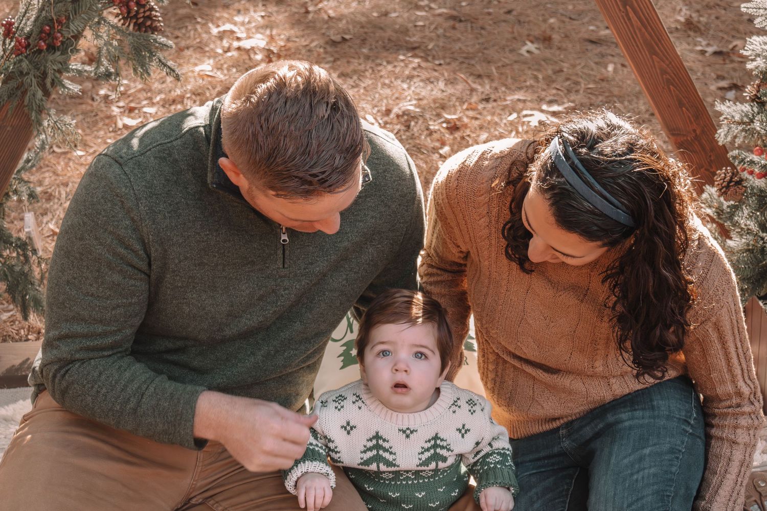 A collection of candid family lifestyle photos showing tender moments between parents and children in warm earth tones.