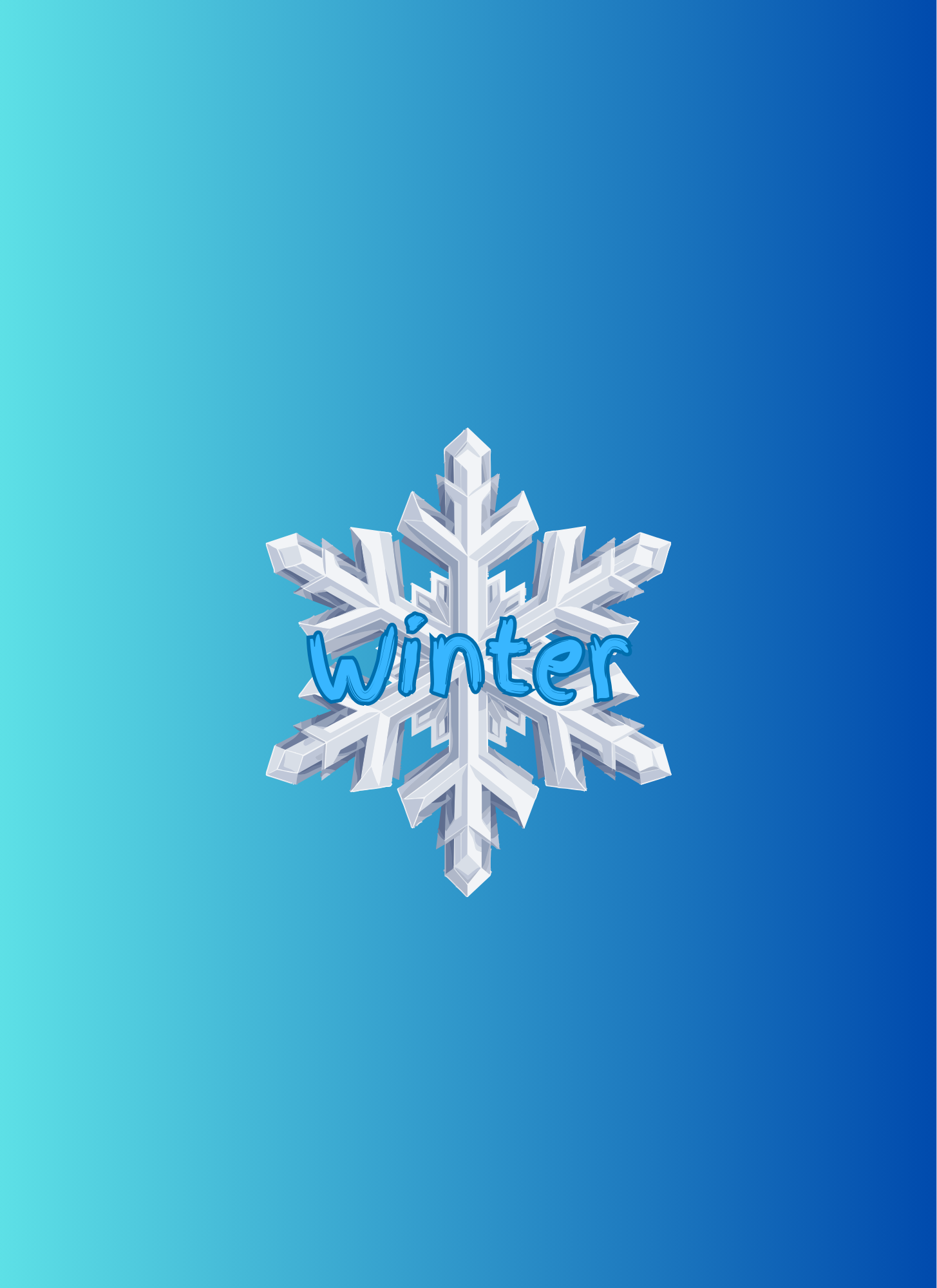 A collection of four white snowflake icons on a gradient blue background showing different crystalline patterns.