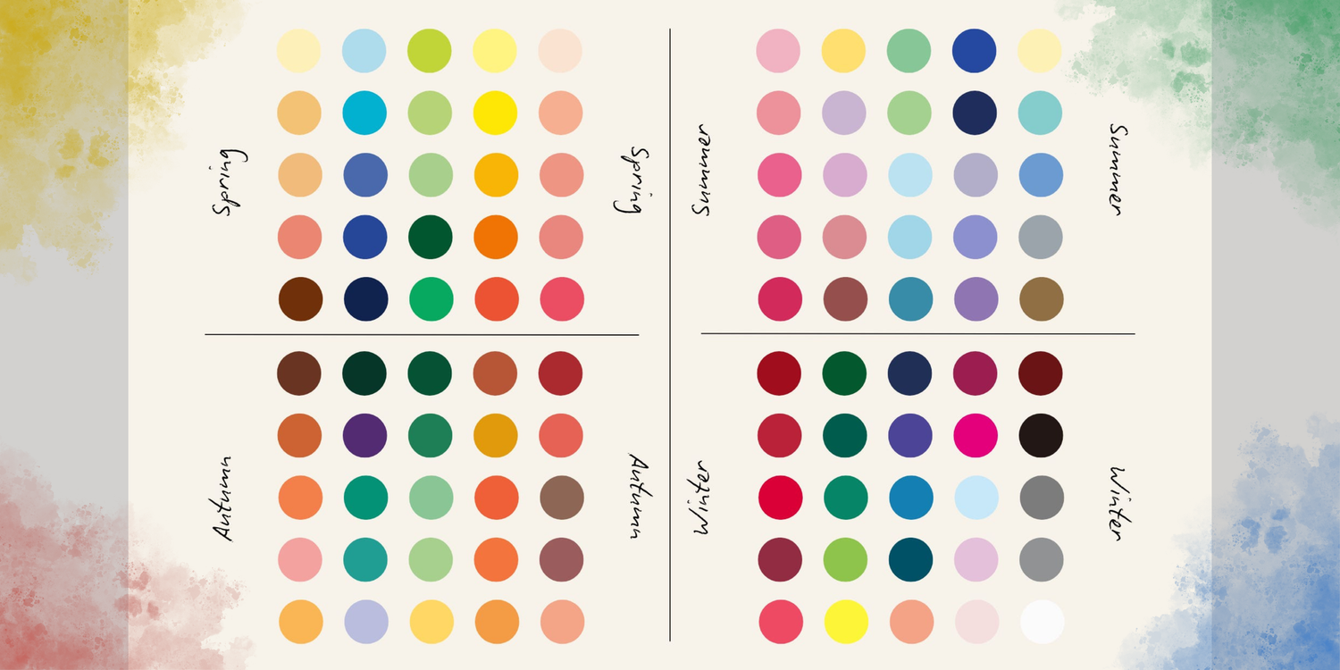 A series of colorful dot pattern swatches arranged in rows showing different color combinations and palettes.
