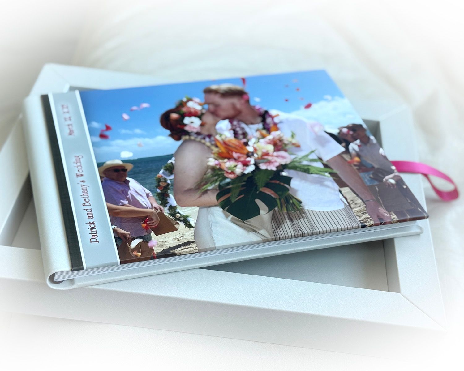 Hawaiian wedding heirloom high quality book in Hawaii designed by Luba Wold in Post Falls Idaho