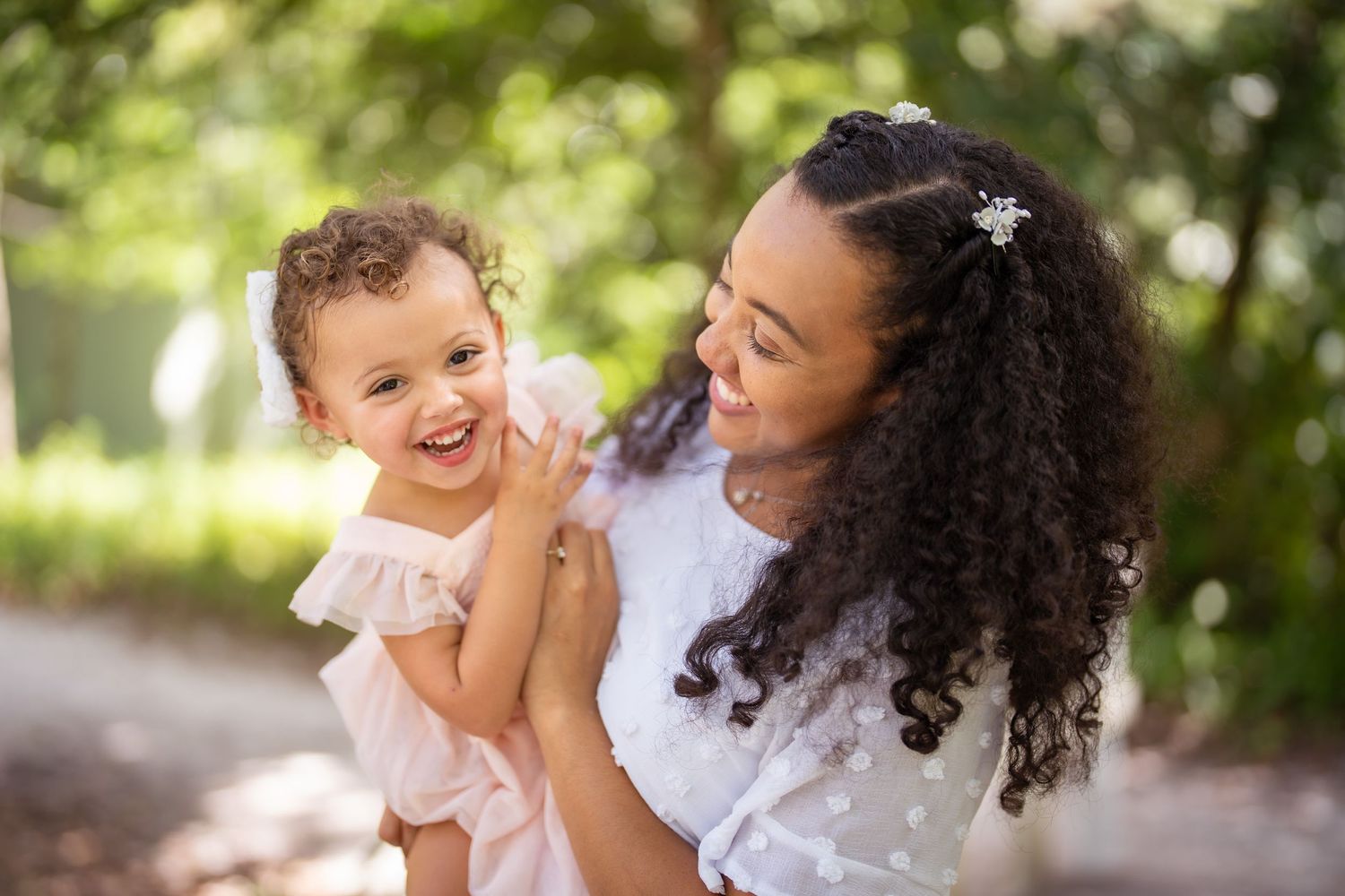 Young mother an daughter family photo