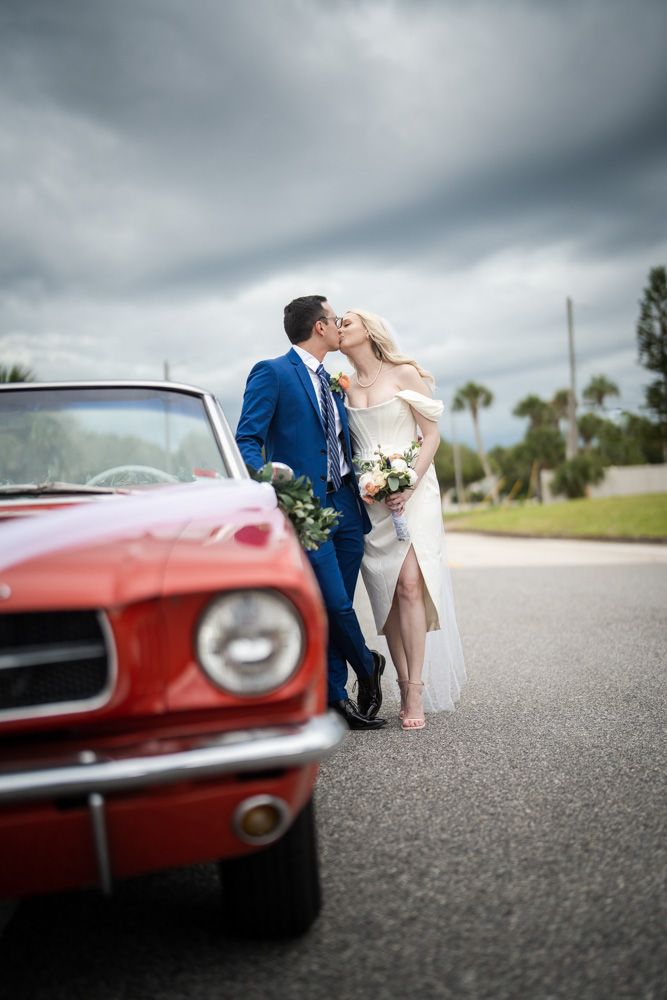 Classic car shot for these newlyweds