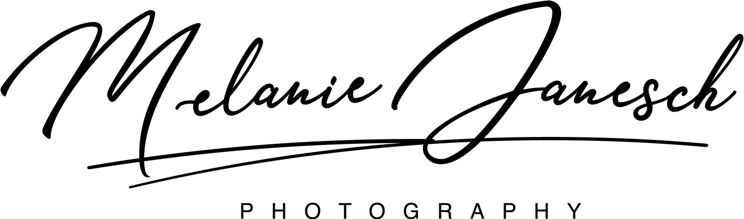 Stylish signature logo design for Melanie Janesch Photography in black script.