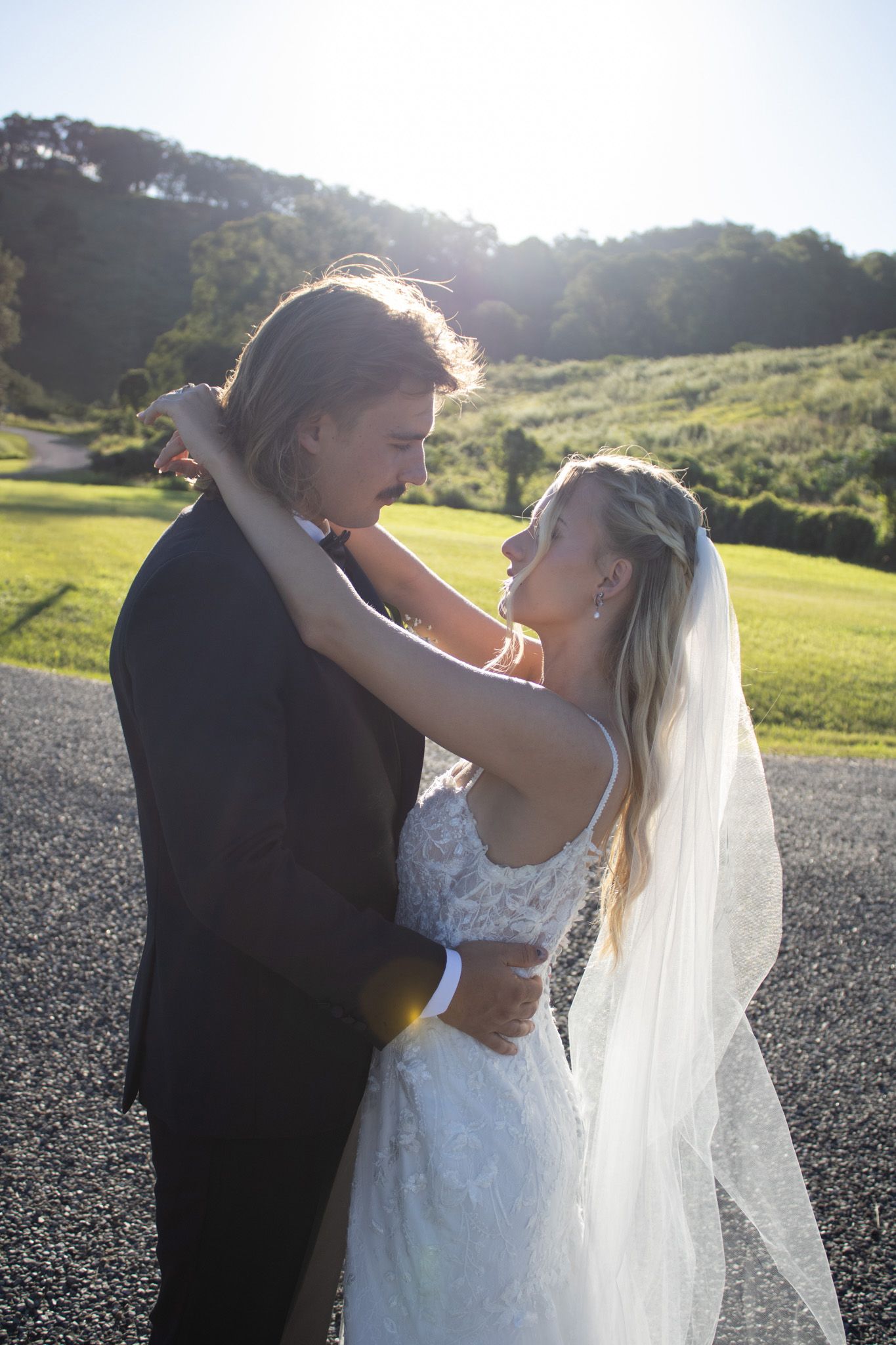 A couple getting couple photos for their wedding day.