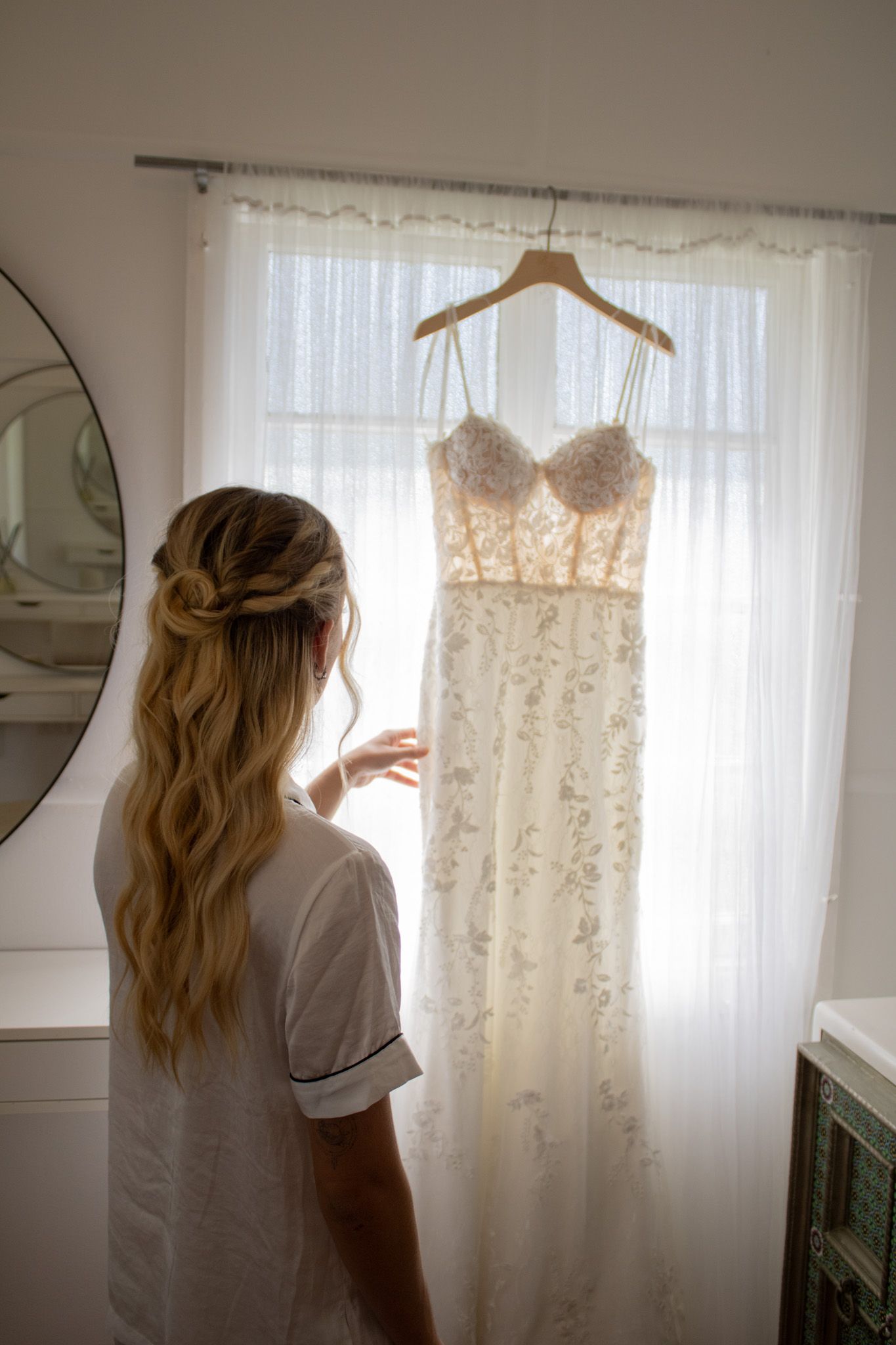 Bride getting her getting ready photos done.